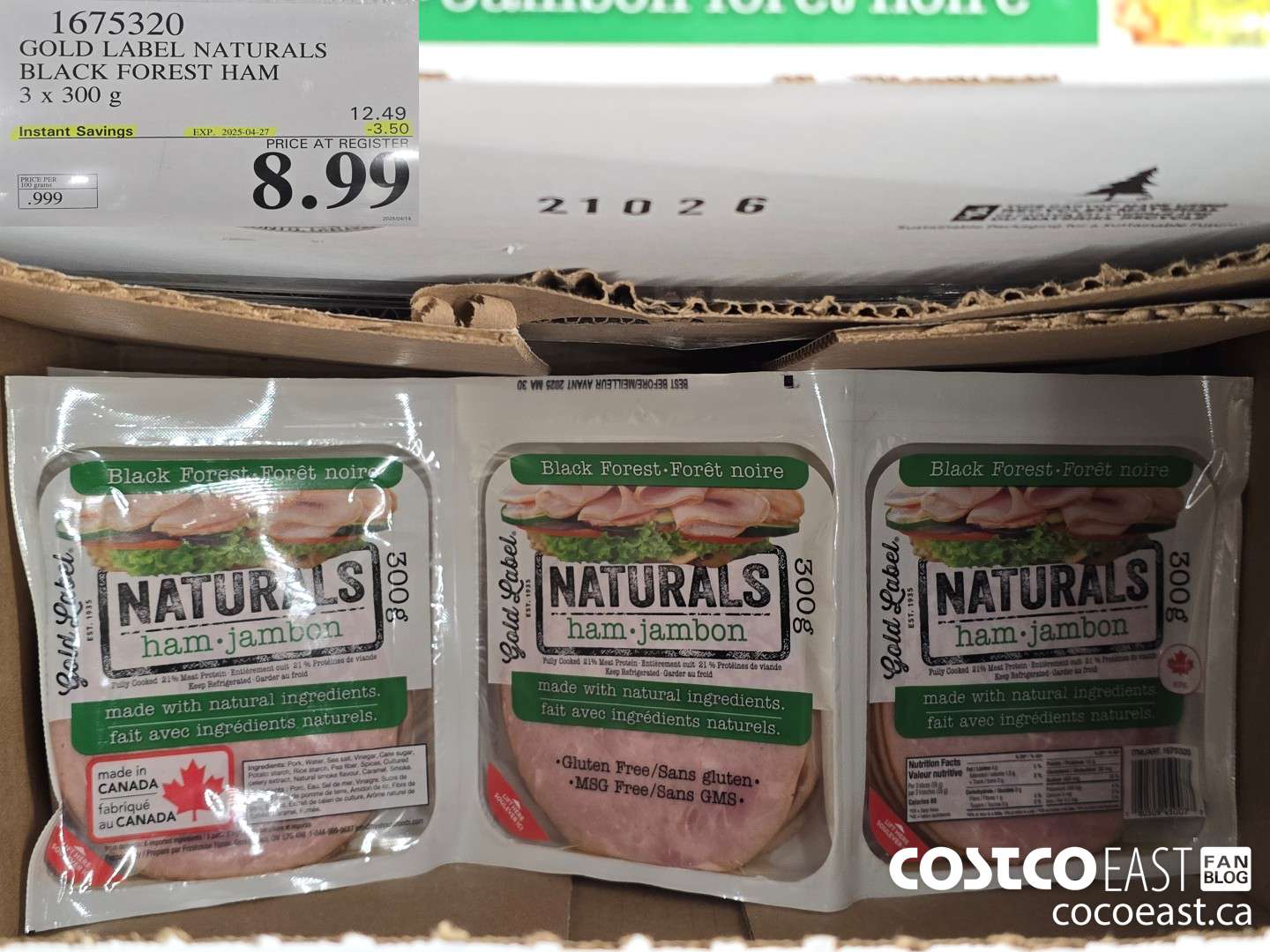 1675320 GOLD LABEL NATURALS BLACK FOREST HAM 3 x 300 g ($3.50 INSTANT SAVINGS EXPIRES ON 2025-04-27) $8.99