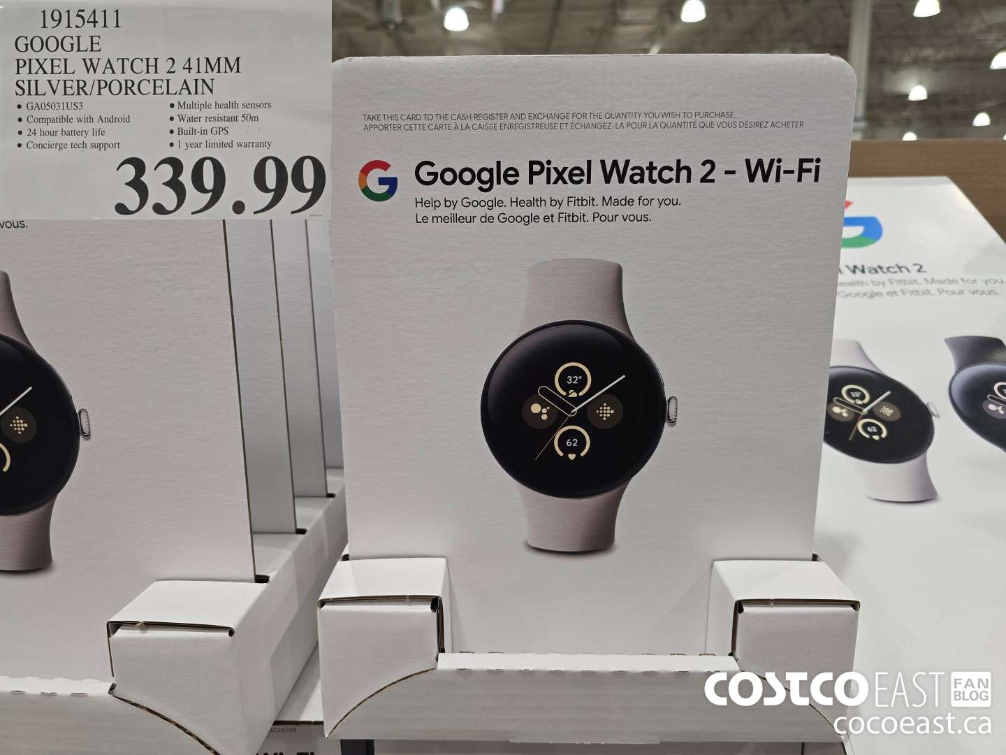 1915411 GOOGLE PIXEL WATCH 2 41MM SILVER/PORCELAIN $339.99