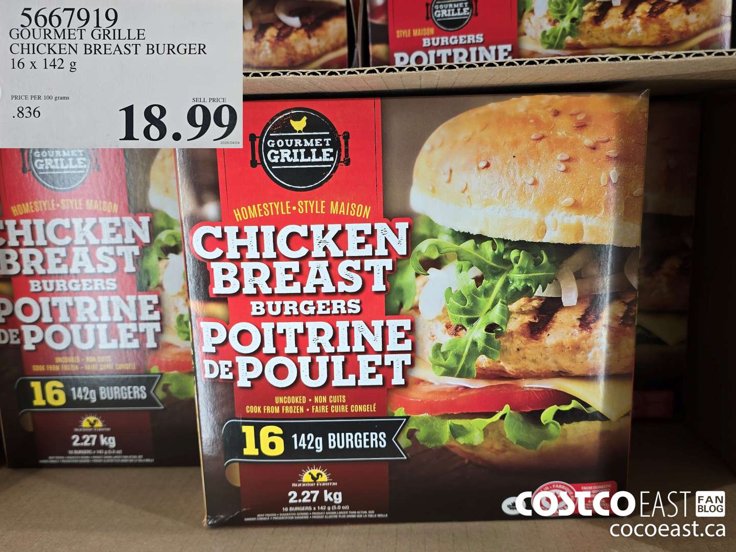 5667919 GOURMET GRILLE CHICKEN BREAST BURGER 16 x 142 G $18.99