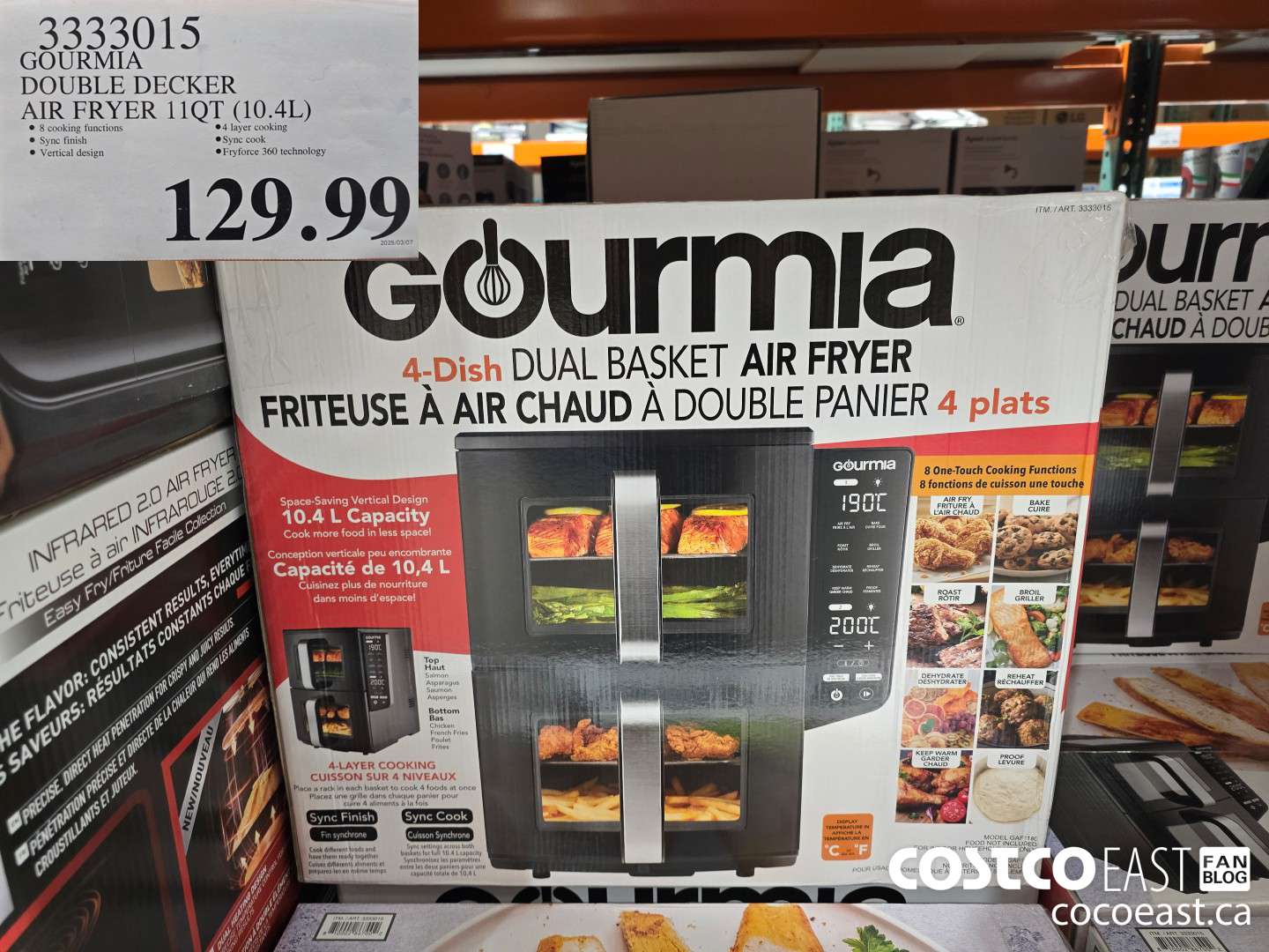3333015 GOURMIA DOUBLE DECKER AIR FRYER 11QT (10.4L) $129.99