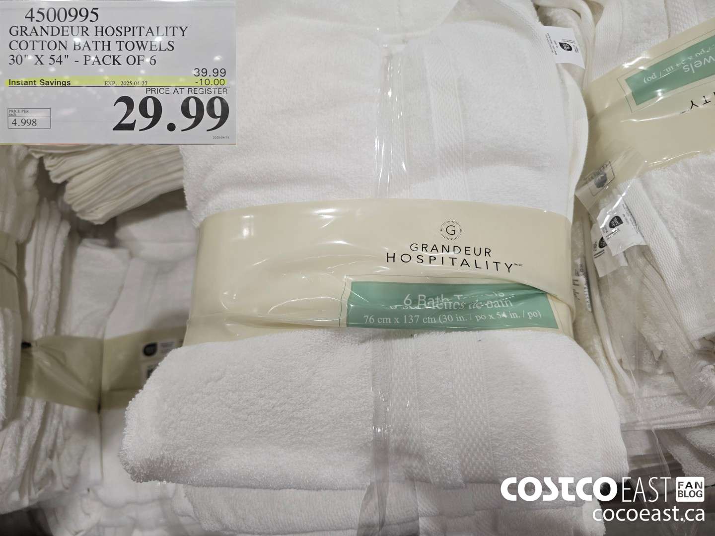 4500995 GRANDEUR HOSPITALITY COTTON BATH TOWELS 30