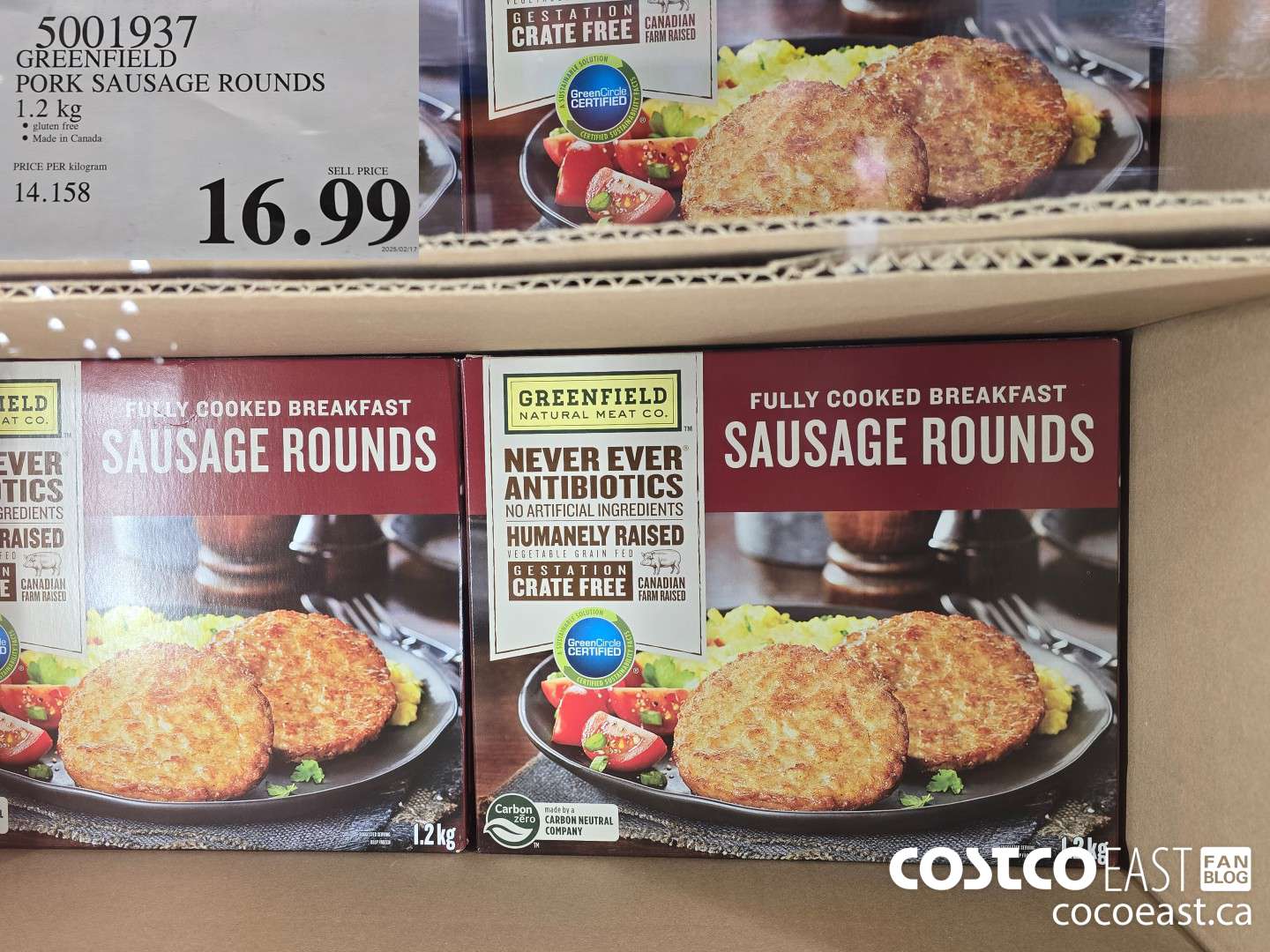 5001937 GREENFIELD PORK SAUSAGE ROUNDS 1.2 kg $16.99