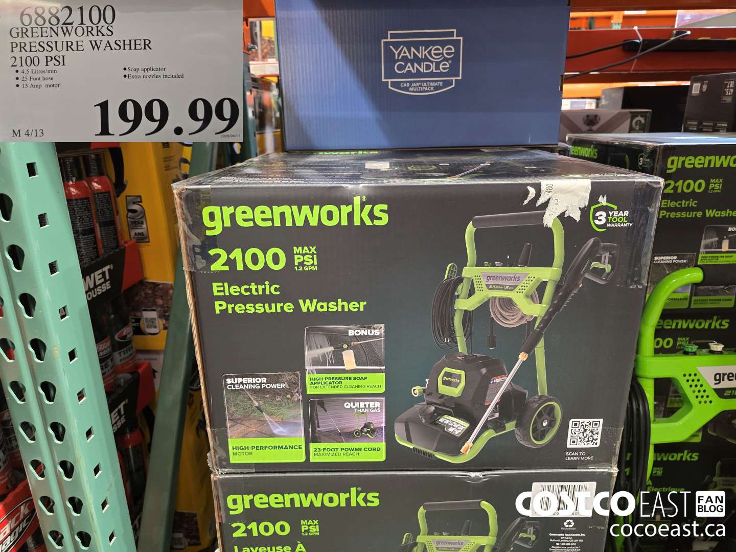 6882100 GREENWORKS PRESSURE WASHER 2100 PST $199.99