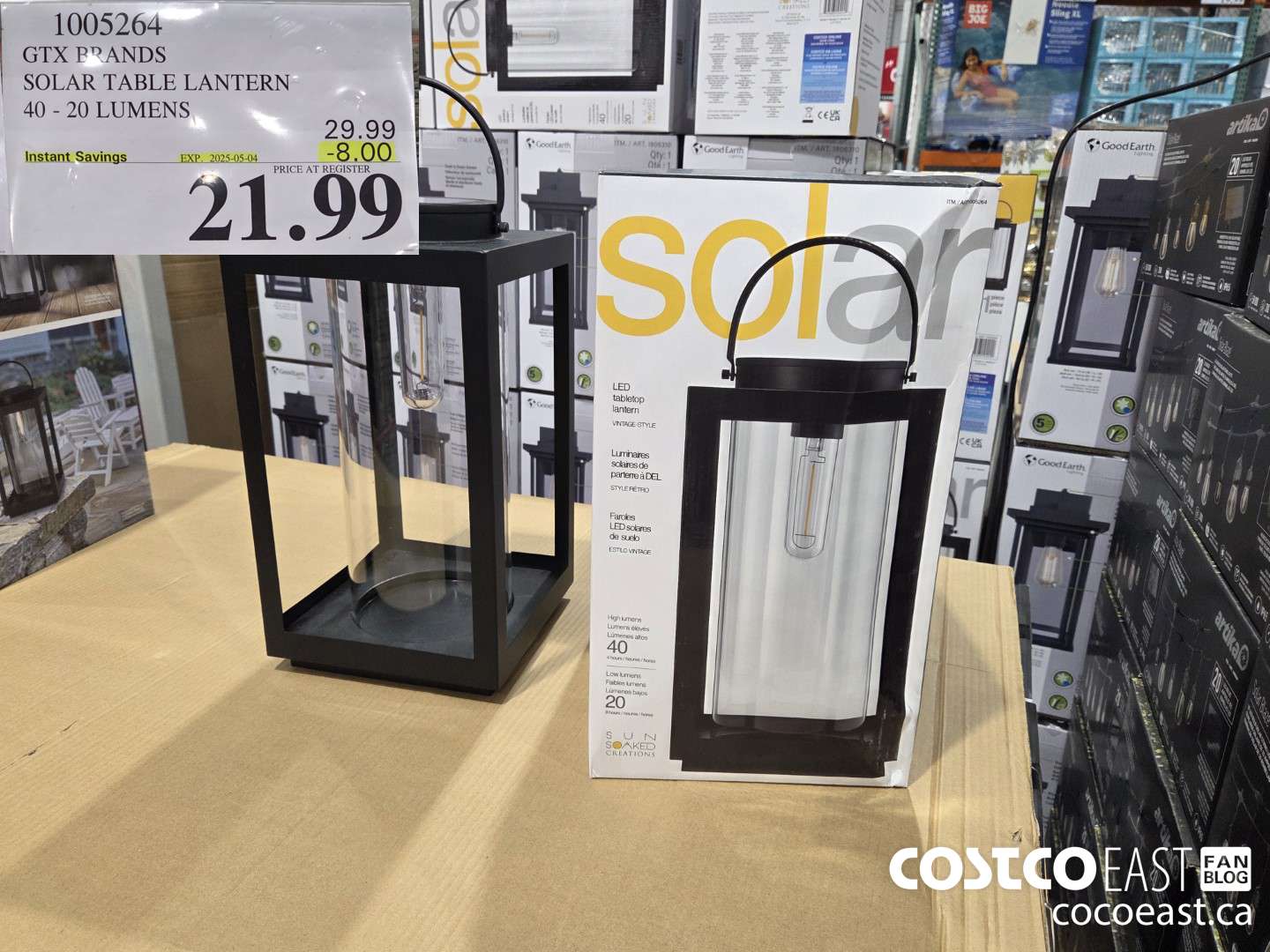 1005264 GTX BRANDS SOLAR TABLE LANTERN 40 - 20 LUMENS ($8.00 INSTANT SAVINGS EXPIRES ON 2025-05-04) $21.99