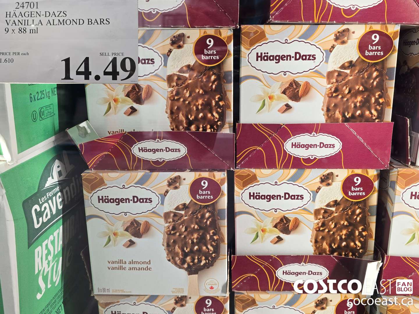 24701 HAAGAN-DAZS VANILLA ALMOND BARS 9 X 88 ML $14.49