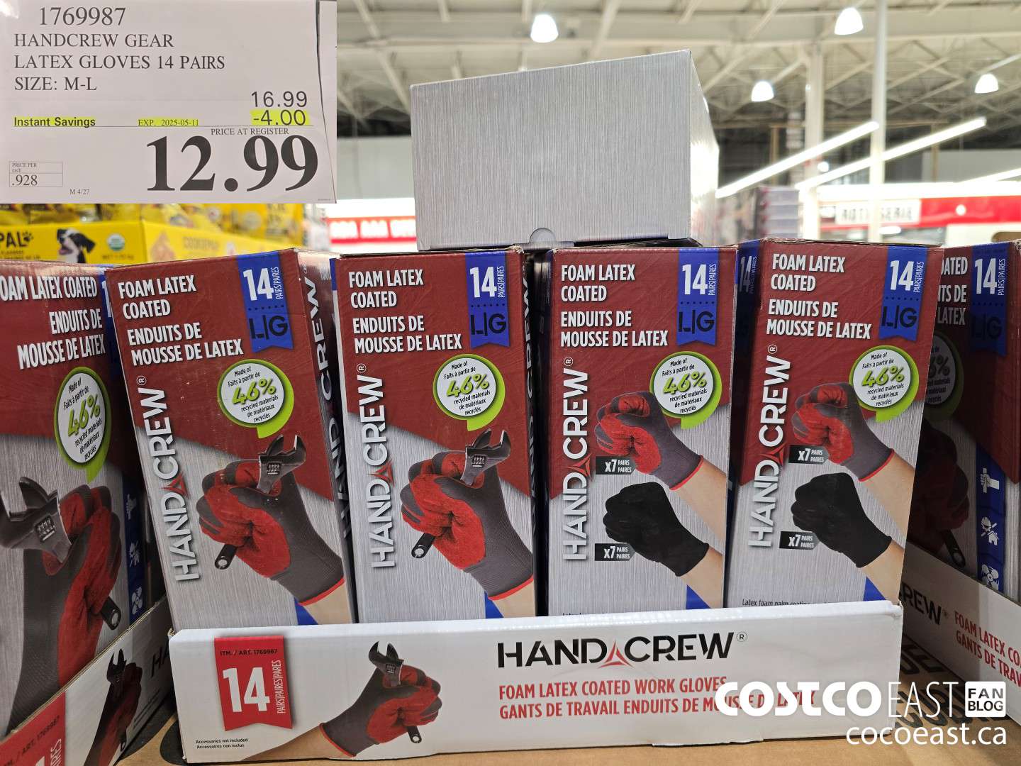 1769987 HANDCREW GEAR LATEX GLOVES 14 PAIRS SIZE: M-L ($4.00 INSTANT SAVINGS EXPIRES ON 2025-05-11) $12.99