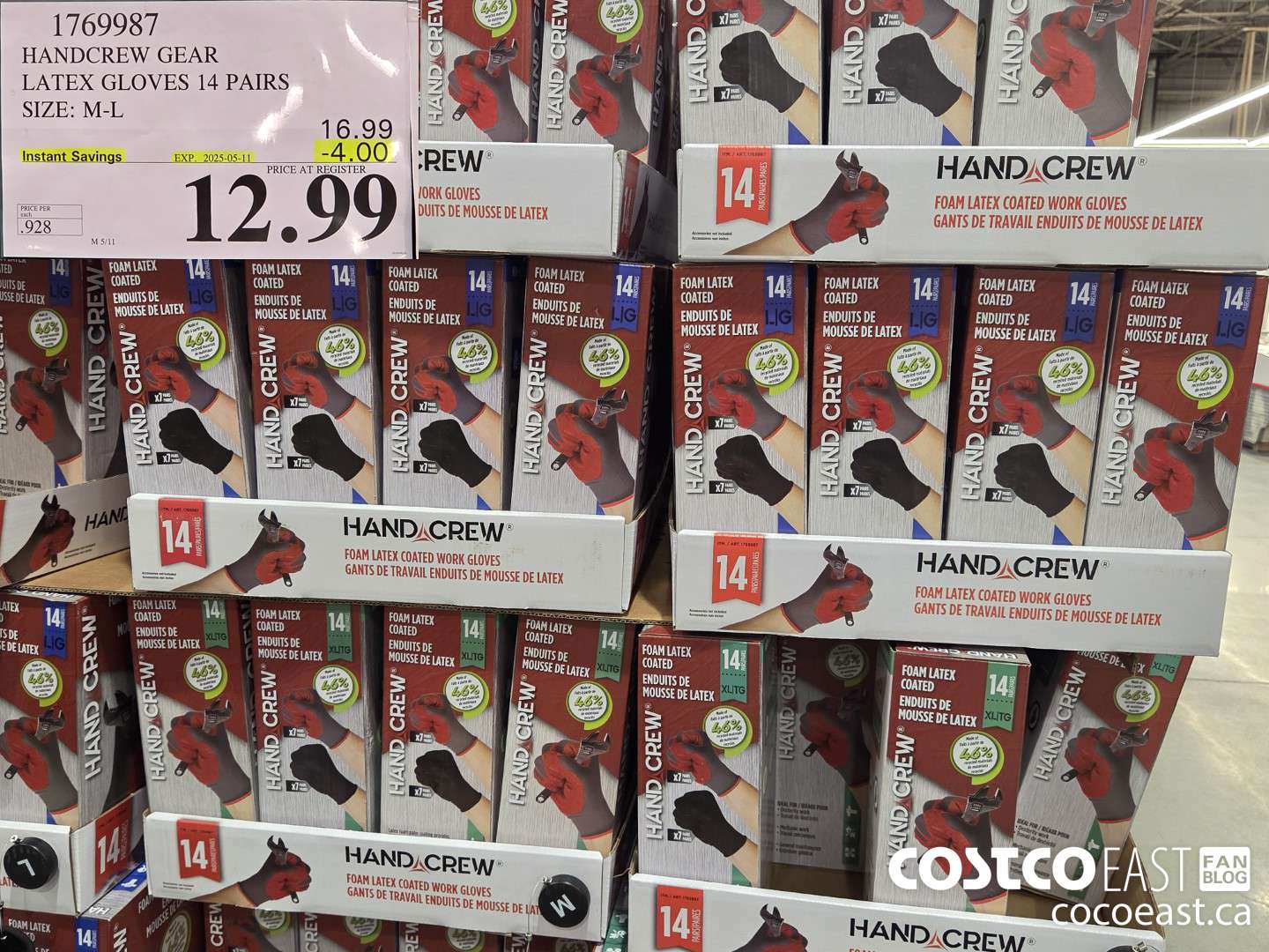 1769987 HANDCREW GEAR LATEX GLOVES 14 PAIRS SIZE: M-L ($4.00 INSTANT SAVINGS EXPIRES ON 2025-05-11) $12.99