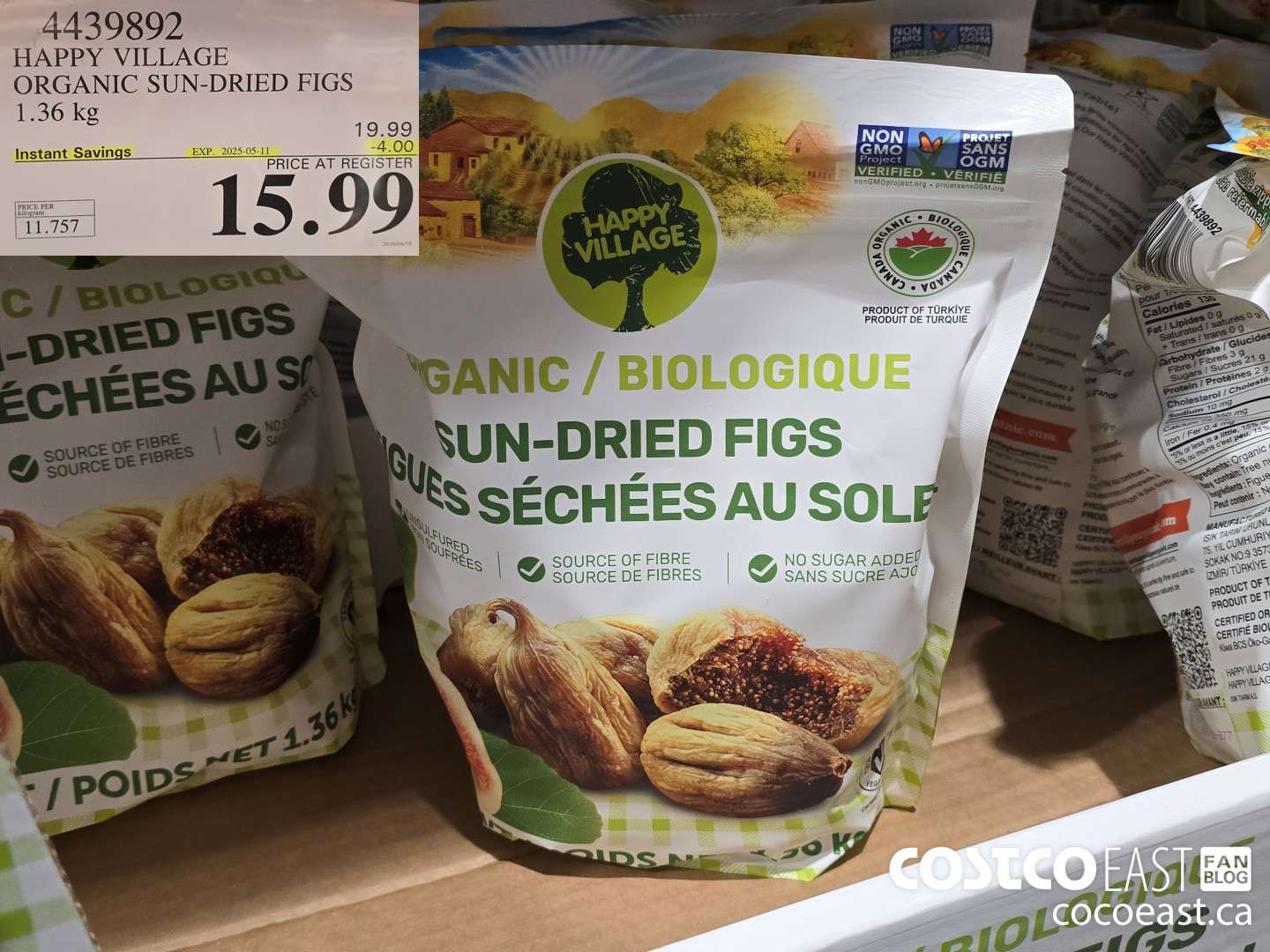 4439892 HAPPY VILLAGE ORGANIC SUN-DRIED FIGS 1.36 kg ($4.00 INSTANT SAVINGS EXPIRES ON 2025-05-11) $15.99