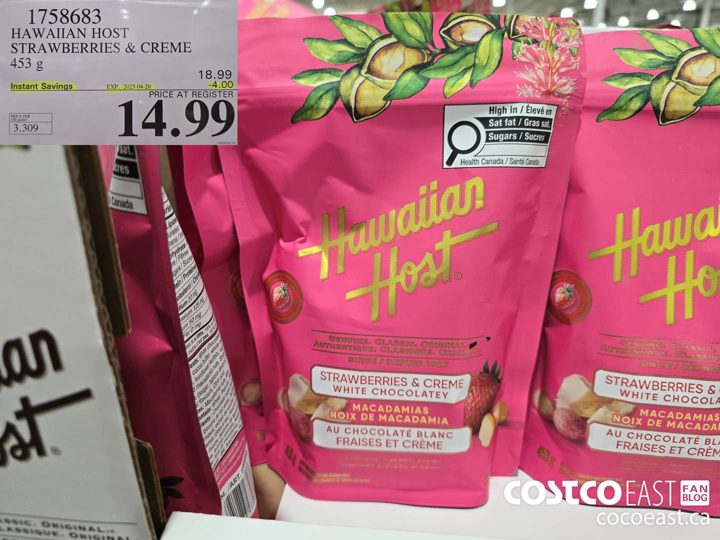 1758683 HAWAIIAN HOST STRAWBERRIES & CREAM 453 g ($4.00 INSTANT SAVINGS EXPIRES ON 2025-04-20) $14.99