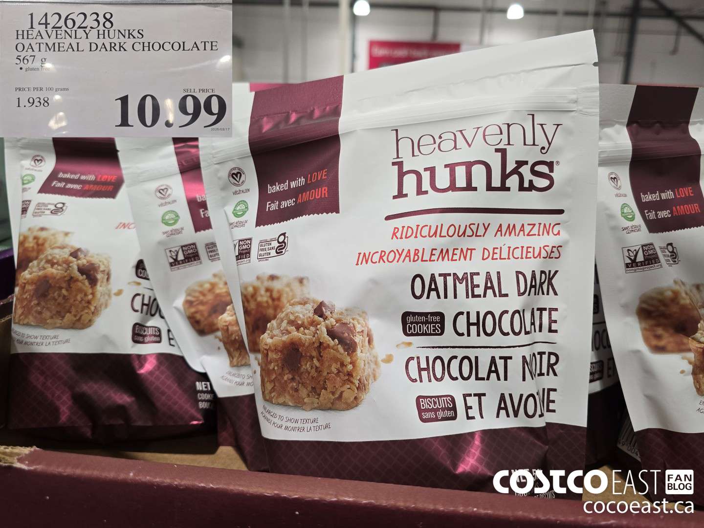 1426238 HEAVENLY HUNKS OATMEAL DARK CHOCOLATE 567 g $10.99