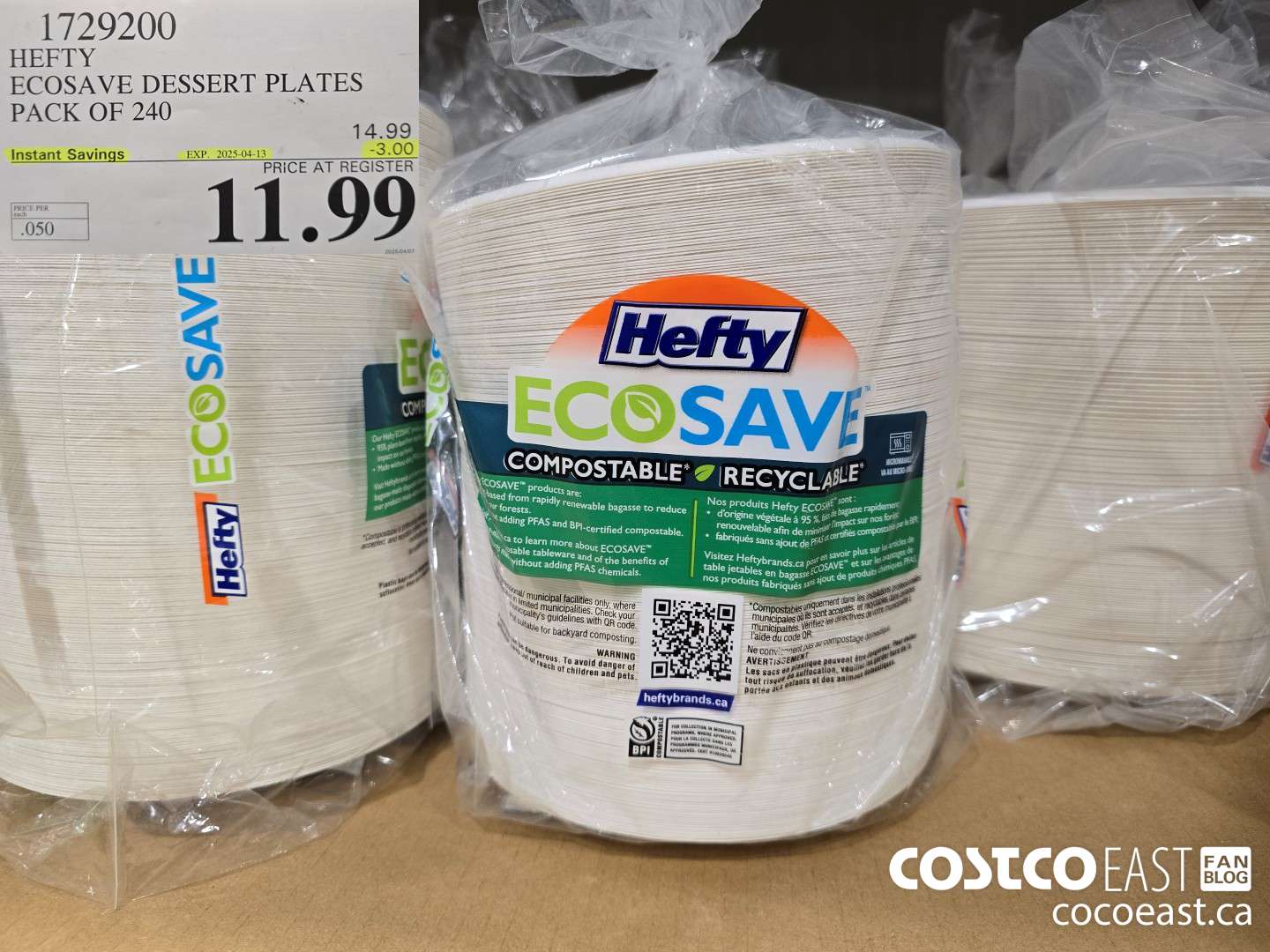 1729200 HEFTY ECOSAVE DESSERT PLATES PACK OF 240 ($3.00 INSTANT SAVINGS EXPIRES ON 2025-04-13) $11.99