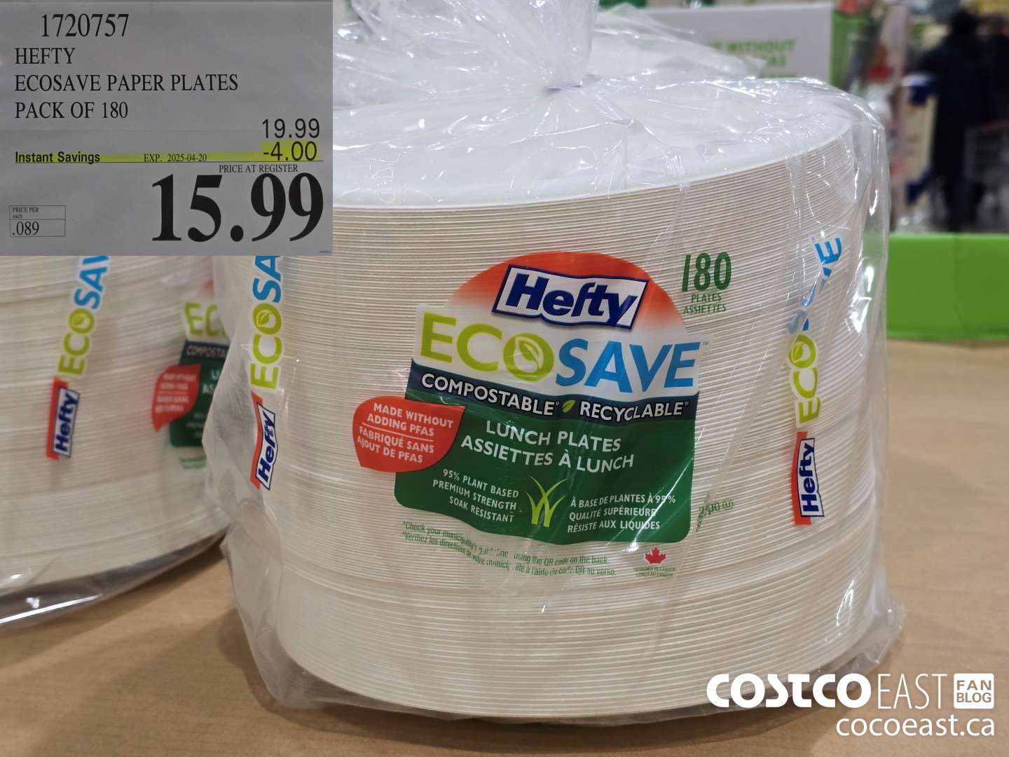 1720757 HEFTY ECOSAVE PAPER PLATES PACK OF 180 ($4.00 INSTANT SAVINGS EXPIRES ON 2025-04-20) $15.99