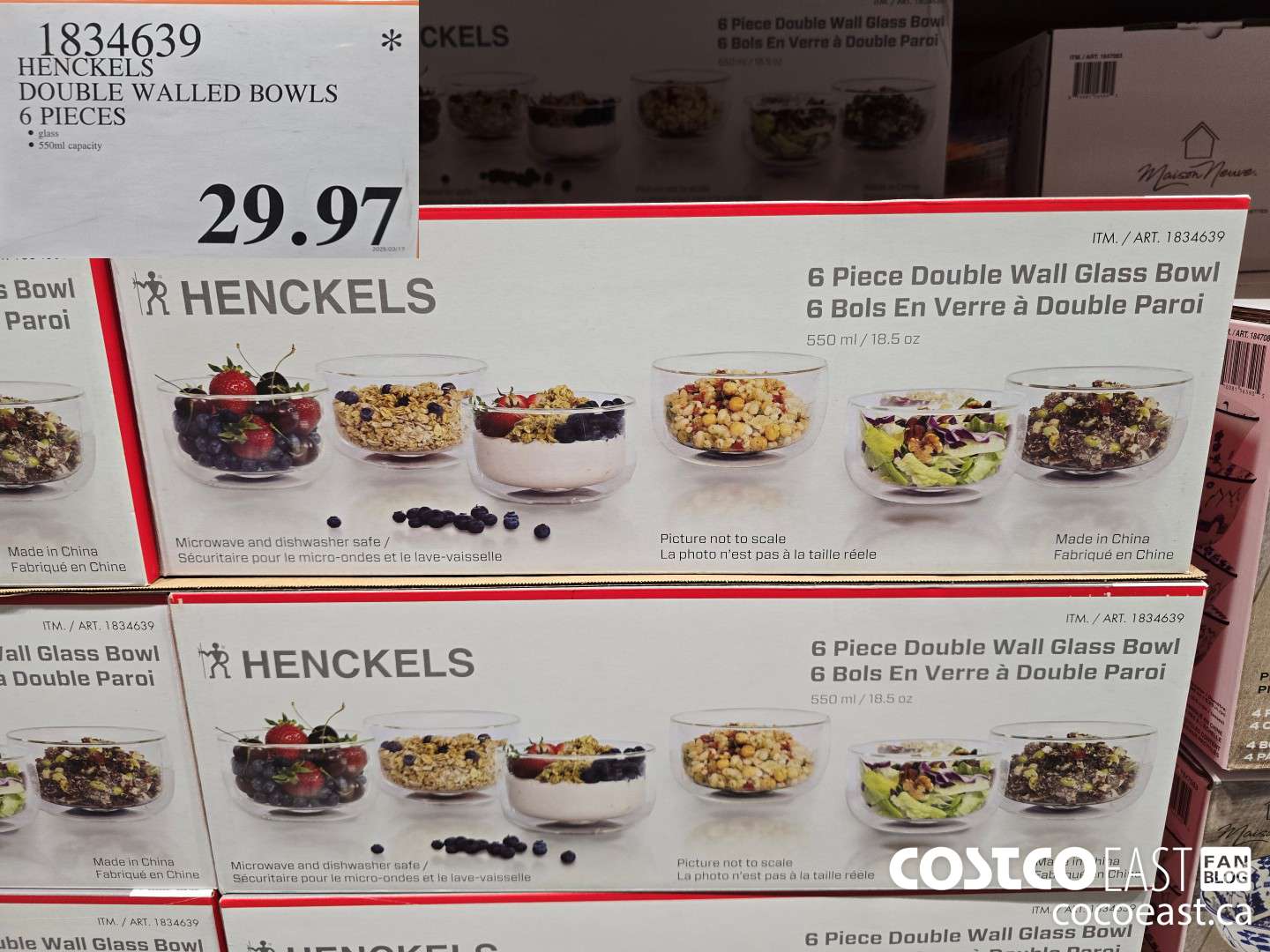 1834639 HENCKELS DOUBLE WALLED BOWLS 6 PIECES $29.97
