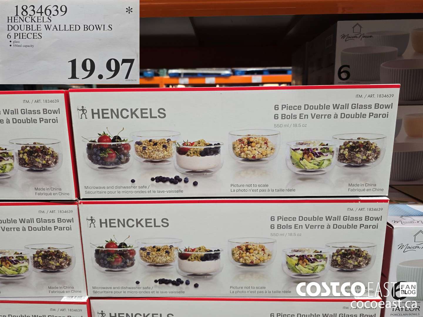 1834639 HENCKELS DOUBLE WALLED BOWLS 6 PIECES $9.97