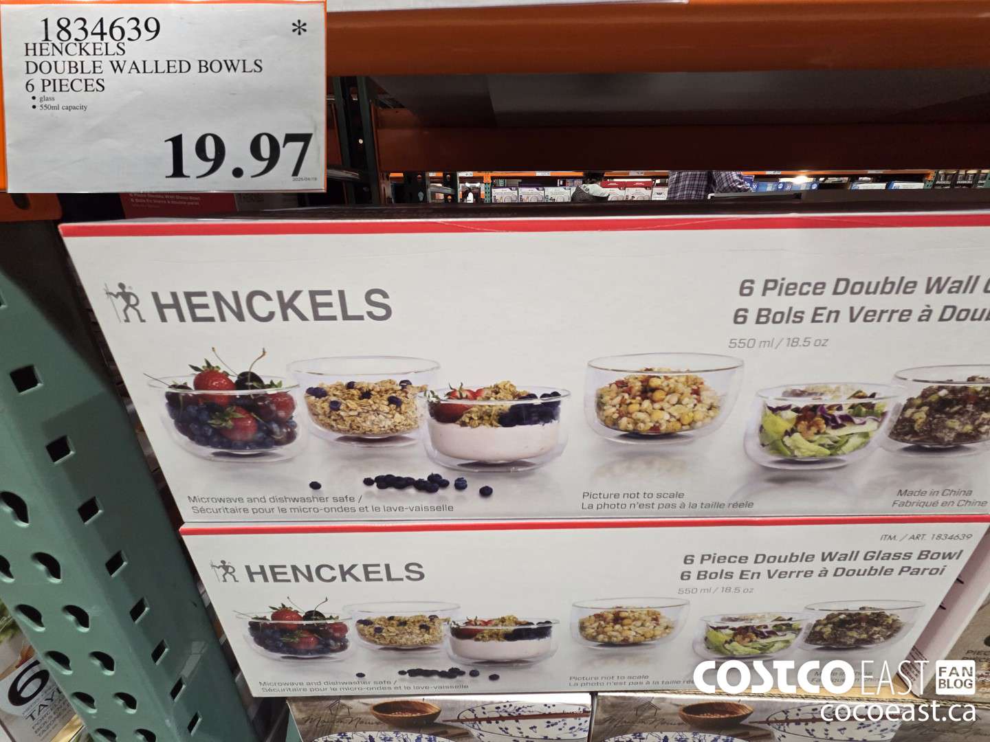 1834639 HENCKELS DOUBLE WALLED BOWLS 6 PIECES $9.97