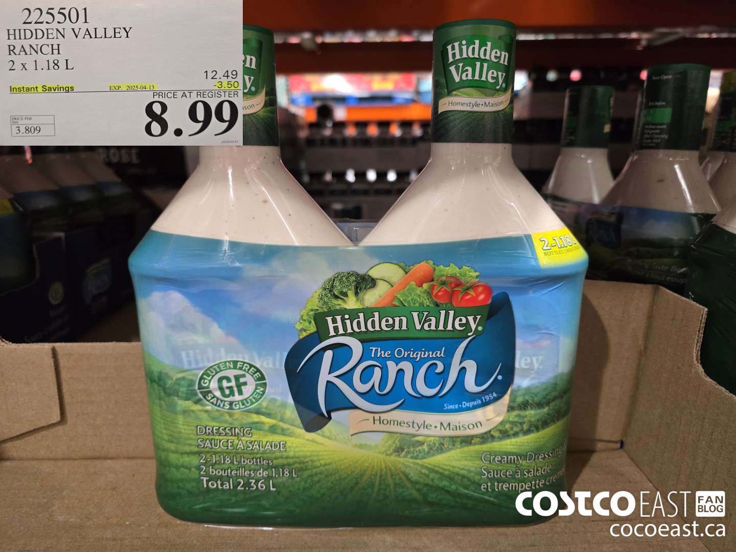 225501 HIDDEN VALLEY RANCH 2 X 1.18 L ($3.50 INSTANT SAVINGS EXPIRES ON 2025-04-13) $8.99