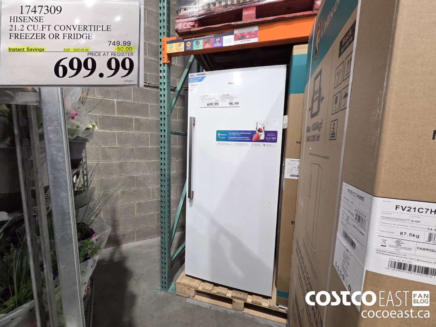 1747309 HISENSE 21.2 CU.FT CONVERTIBLE FREEZER OR FRIDGE ($50.00 INSTANT SAVINGS EXPIRES ON 2025-05-04) $699.99