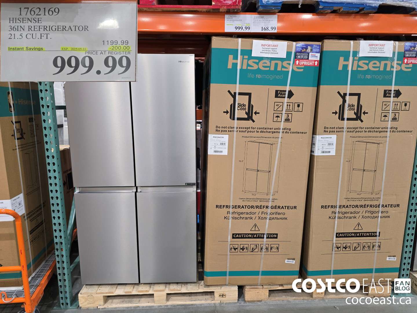 1762169 HISENSE 36IN REFRIGERATOR 21.5 CUFT ($200.00 INSTANT SAVINGS EXPIRES ON 2025-05-11) $999.99