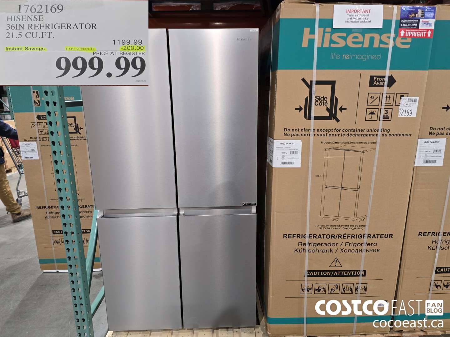 1762169 HISENSE 4-DOOR REFRIGERATOR 21.5 CU.FT. ($200.00 INSTANT SAVINGS EXPIRES ON 2025-05-11) $999.99