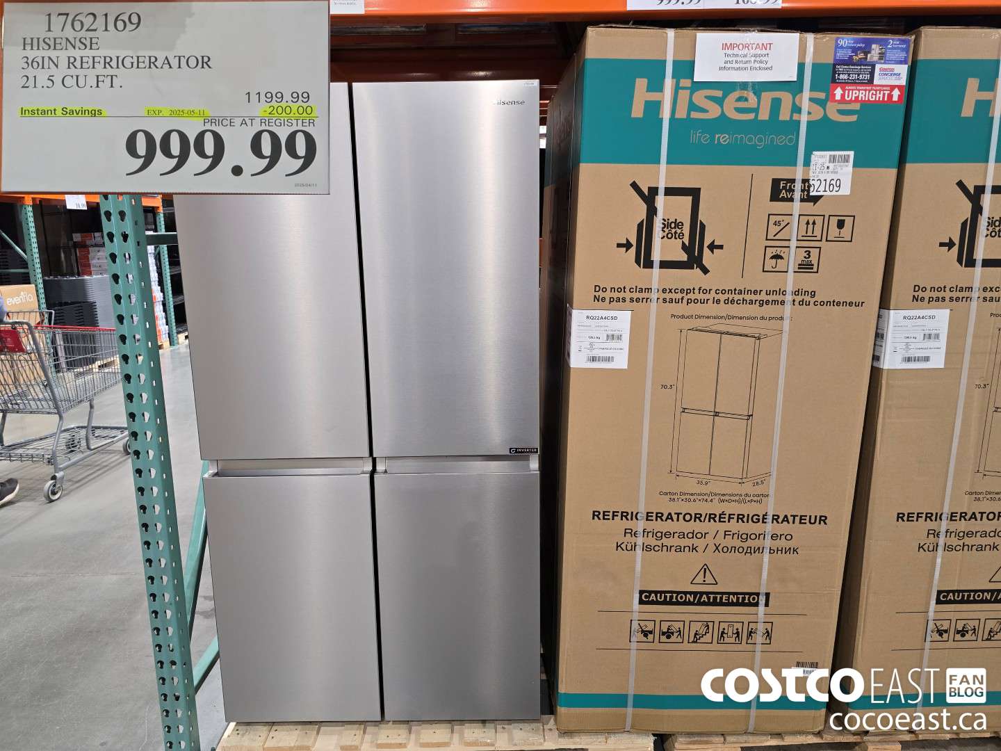1762169 HISENSE 4-DOOR REFRIGERATOR 21.5 CU.FT. ($200.00 INSTANT SAVINGS EXPIRES ON 2025-05-11) $999.99