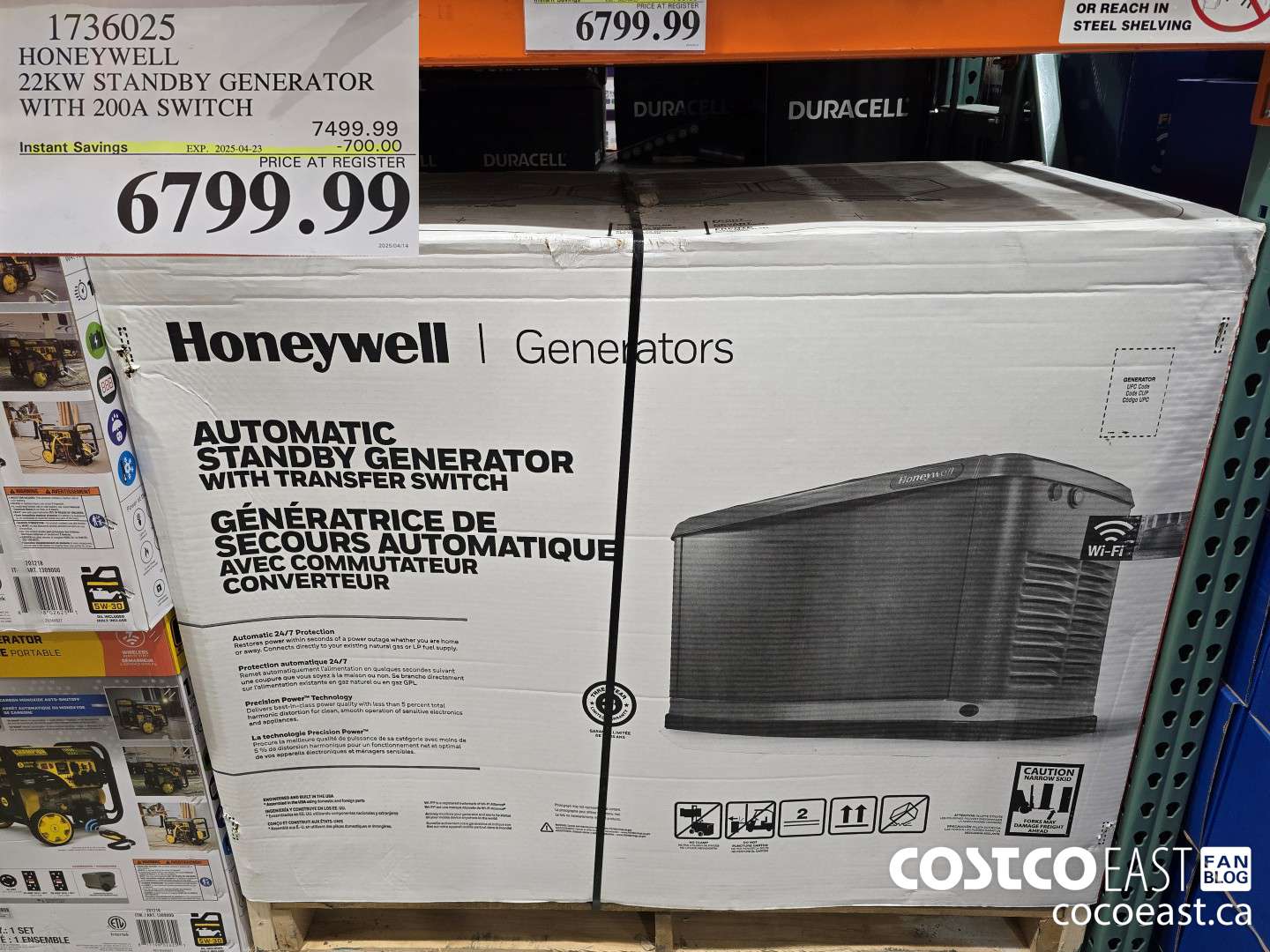 1736025 HONEYWELL 22KW STANDBY GENERATOR - WITH 200A SWITCH ($700.00 INSTANT SAVINGS EXPIRES ON 2025-04-23) $6799.99