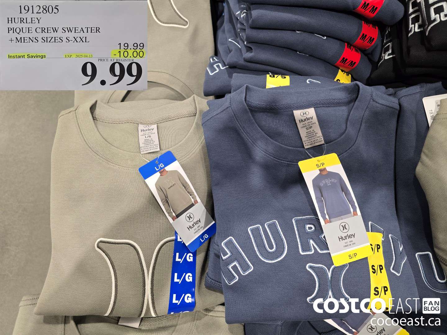 1912805 HURLEY PIQUE CREW SWEATER +MENS SIZES S-XXL ($10.00 INSTANT SAVINGS EXPIRES ON 2025-04-13) $9.99