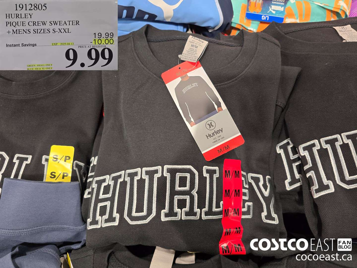1912805 HURLEY PIQUE CREW SWEATER +MENS SIZES S-XXL ($10.00 INSTANT SAVINGS EXPIRES ON 2025-04-13) $9.99