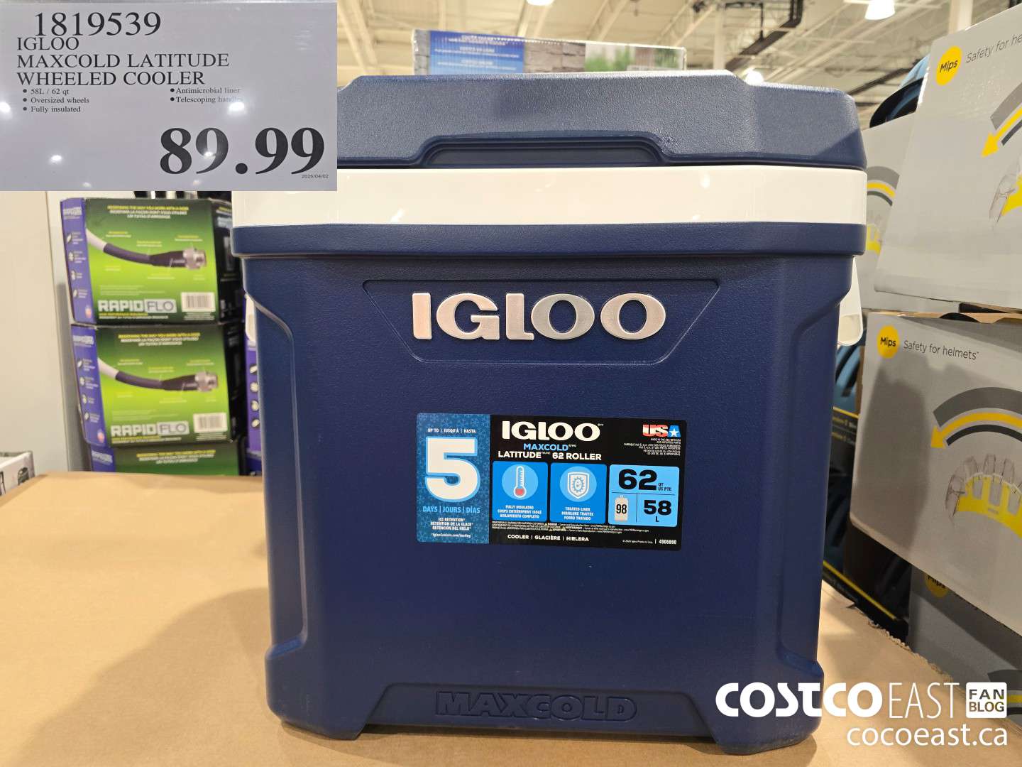 1819539 IGLOO MAXCOLD LATITUDE WHEELED COOLER $89.99