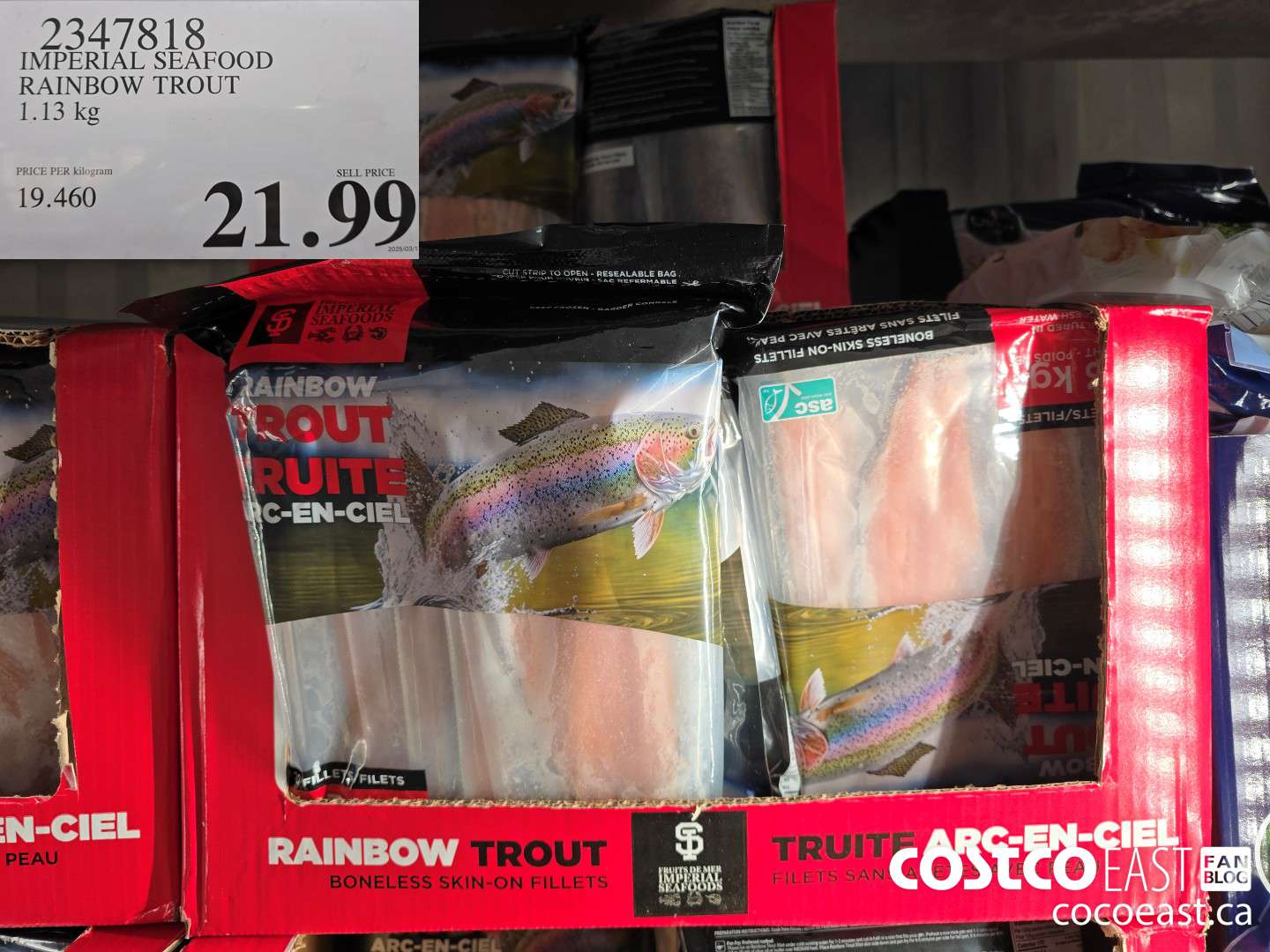 2347818 IMPERIAL SEAFOOD RAINBOW TROUT FILLETS 1.13 KG $21.99