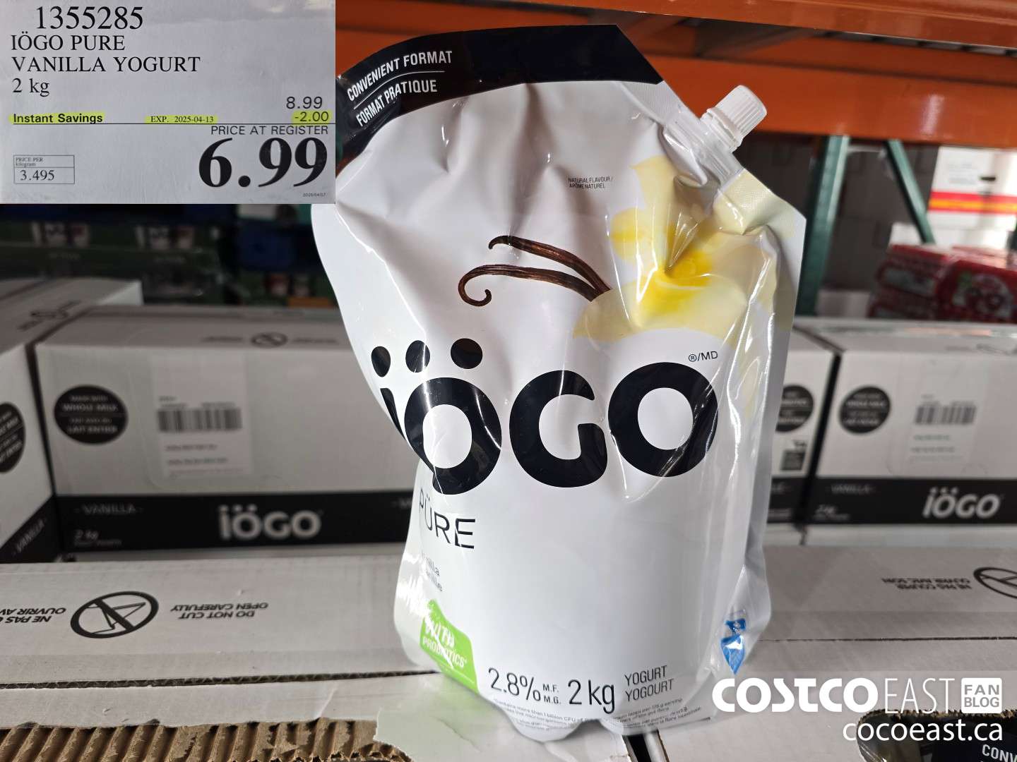1355285 IOGO PURE VANILLA YOGURT 2 kg ($2.00 INSTANT SAVINGS EXPIRES ON 2025-04-13) $6.99