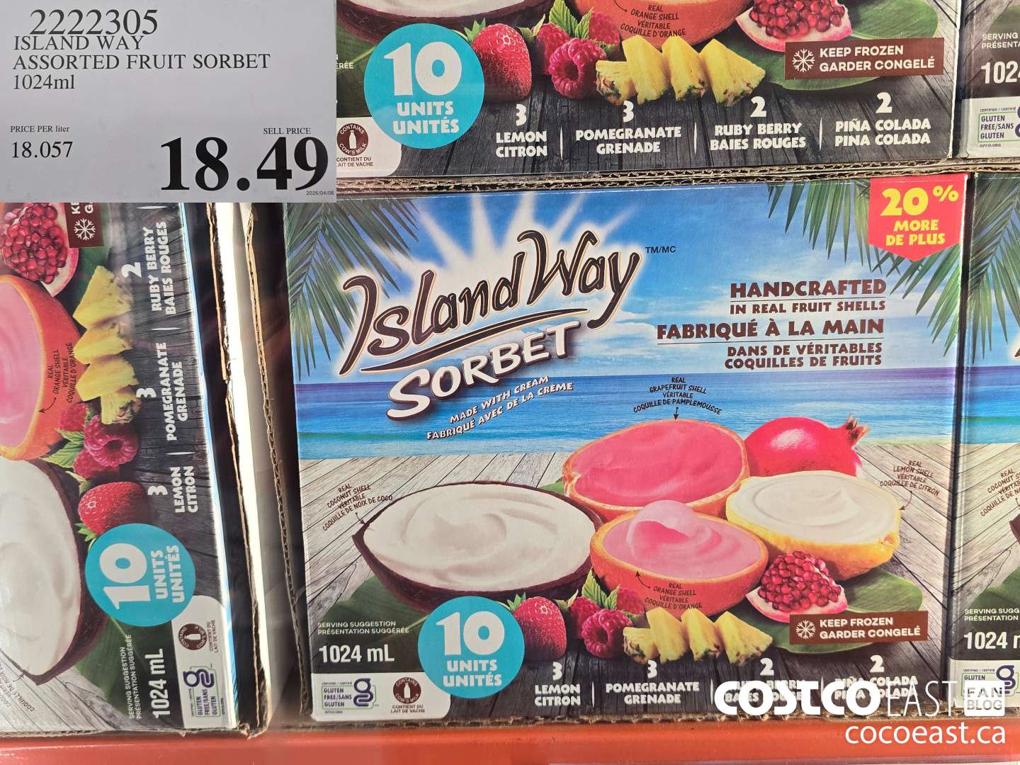 2222305 ISLAND WAY ASSORTED FRUIT SORBET 1024ml $18.49