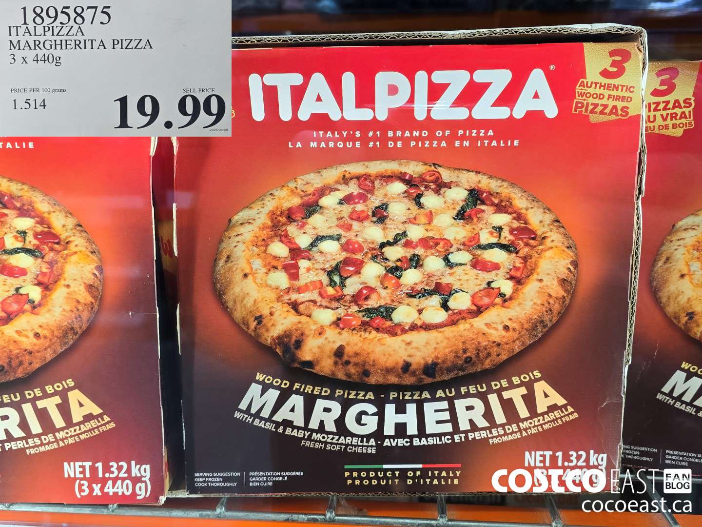 1895875 ITALPIZZA MARGHERITA PIZZA 3 x 440G $19.99