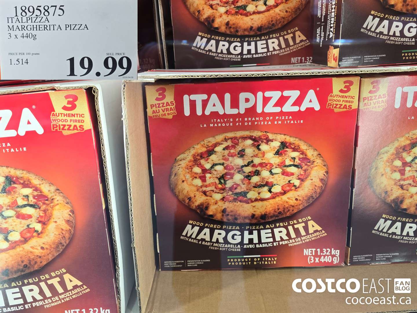 1895875 ITALPIZZA MARGHERITA PIZZA 3 x 440G $19.99
