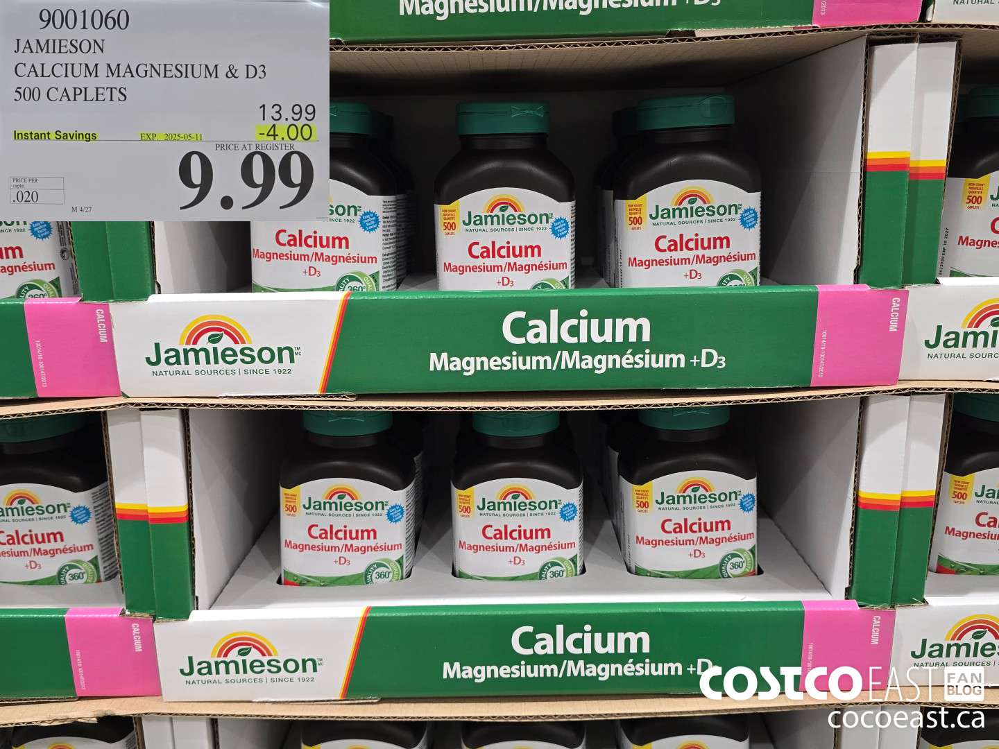 9001060 JAMIESON CALCIUM MAGNESIUM W/ D 500 CAPLETS ($4.00 INSTANT SAVINGS EXPIRES ON 2025-05-11) $9.99