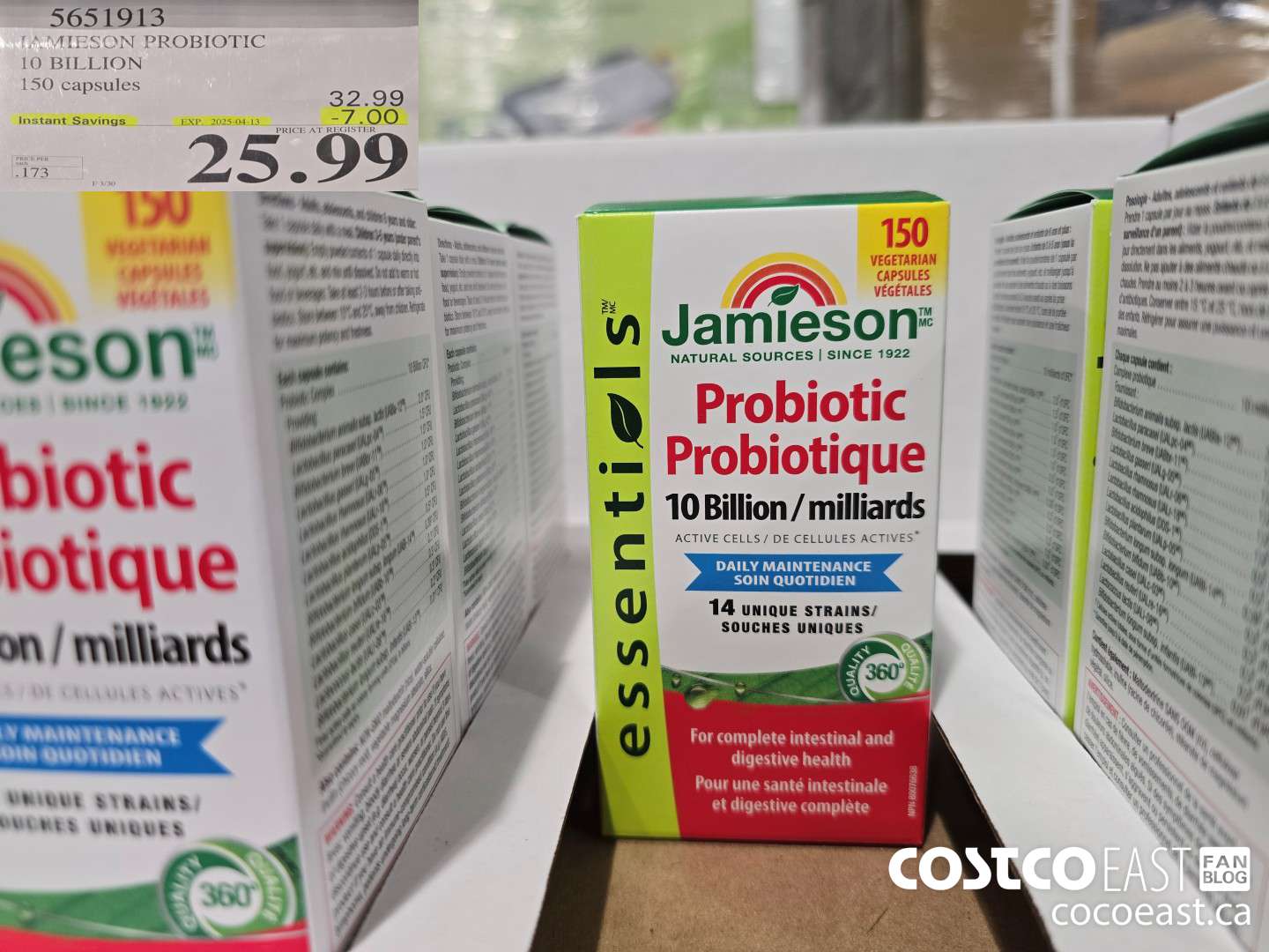 5651913 JAMIESON PROBIOTIC 10 BILLION 150 count ($7.00 INSTANT SAVINGS EXPIRES ON 2025-04-13) $25.99
