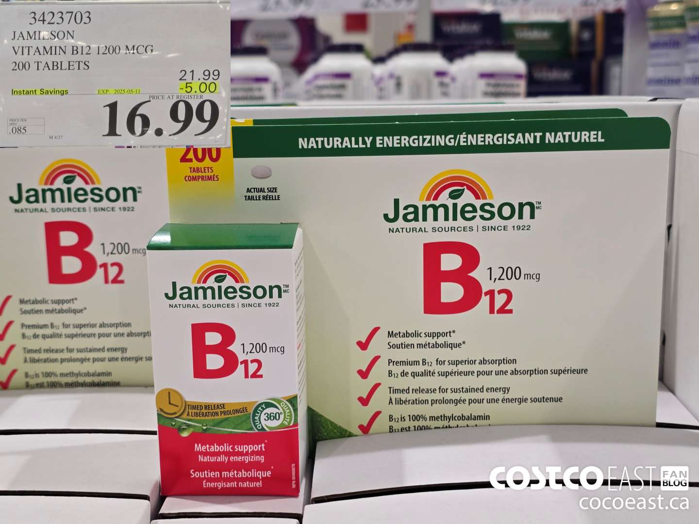 3423703 JAMIESON VITAMIN B12 1200MCG 200 TABLETS ($5.00 INSTANT SAVINGS EXPIRES ON 2025-05-11) $16.99