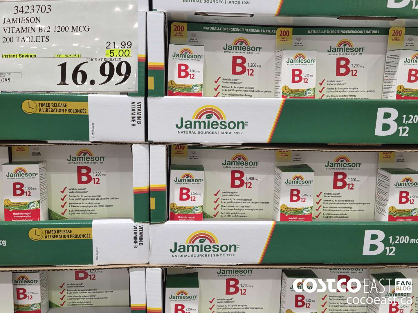 3423703 JAMIESON VITAMIN B12 1200MCG 200 TABLETS ($5.00 INSTANT SAVINGS EXPIRES ON 2025-05-11) $16.99