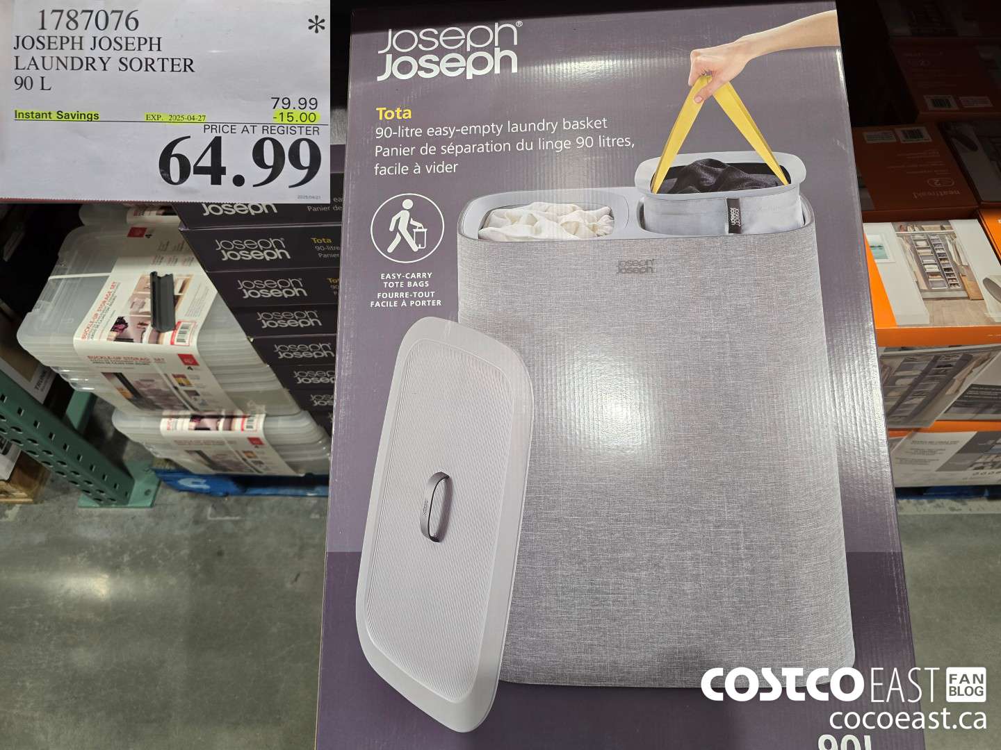 1787076 JOSEPH JOSEPH LAUNDRY SORTER 90 L ($15.00 INSTANT SAVINGS EXPIRES ON 2025-04-27) $64.99