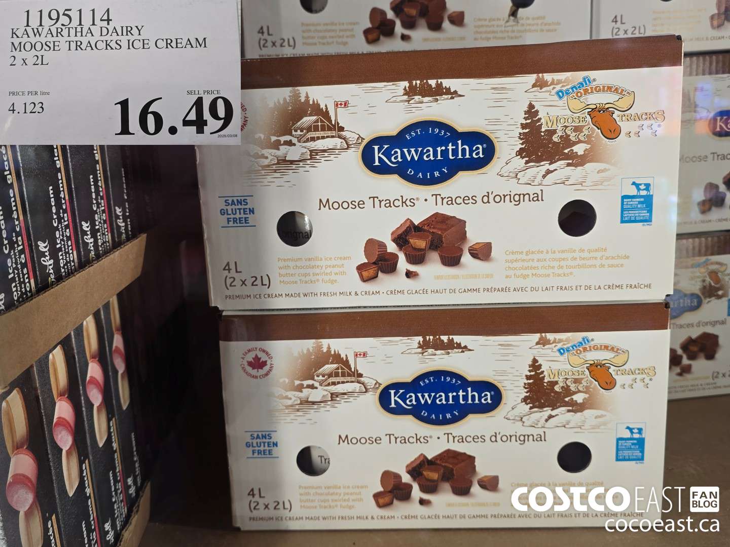 1195114 KAWARTHA DAIRY MOOSE TRACKS ICE CREAM 2 X 2L $16.49