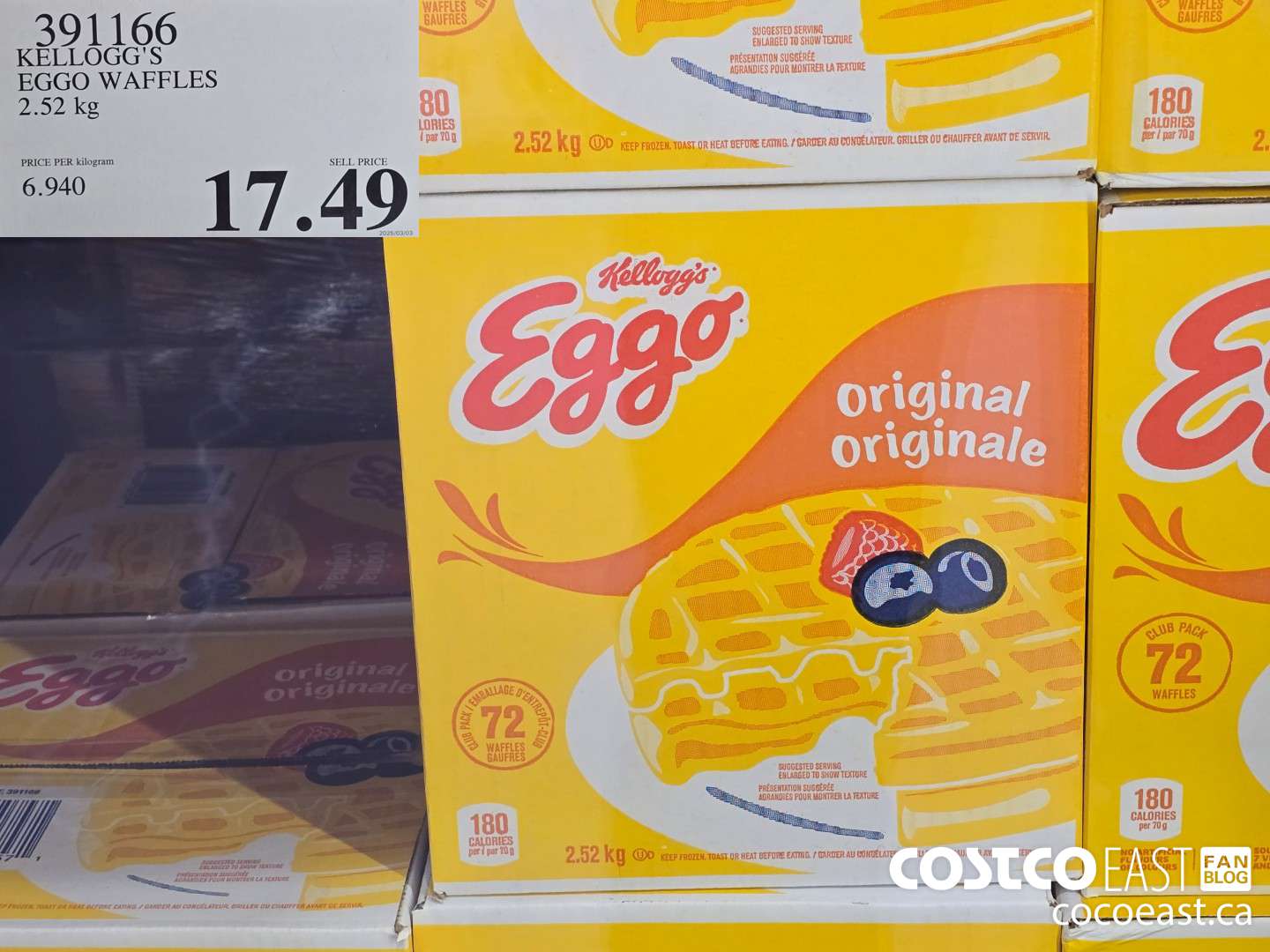 391166 KELLOGG'S EGGO WAFFLES 2.52 KG $17.49