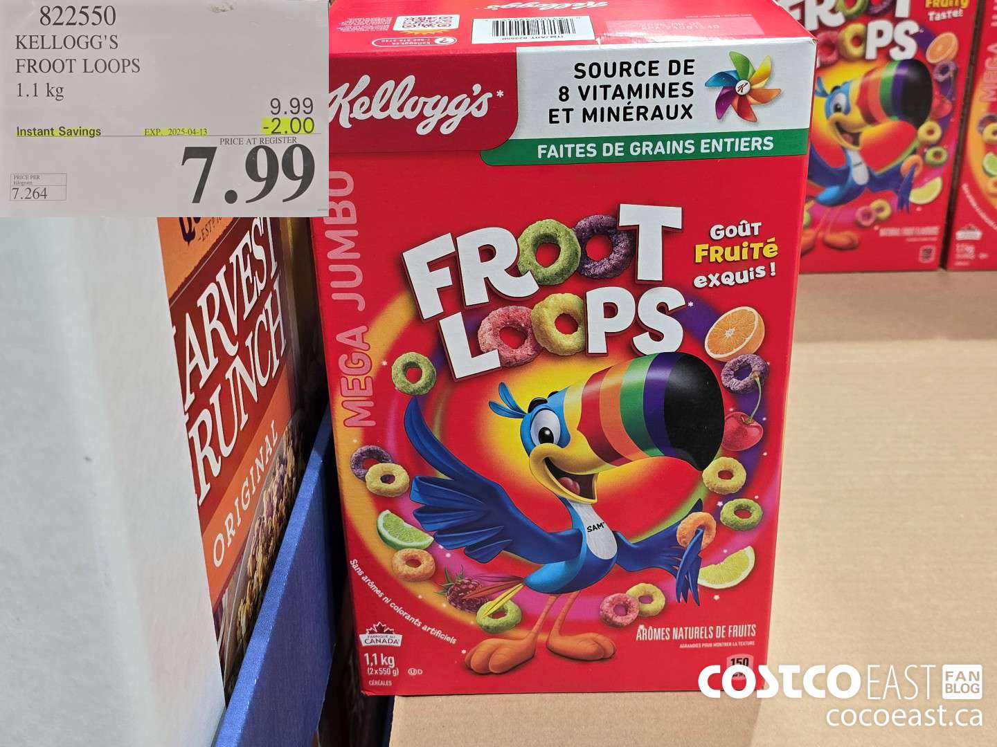 822550 KELLOGG'S FROOT LOOPS 1.1 kg ($2.00 INSTANT SAVINGS EXPIRES ON 2025-04-13) $7.99