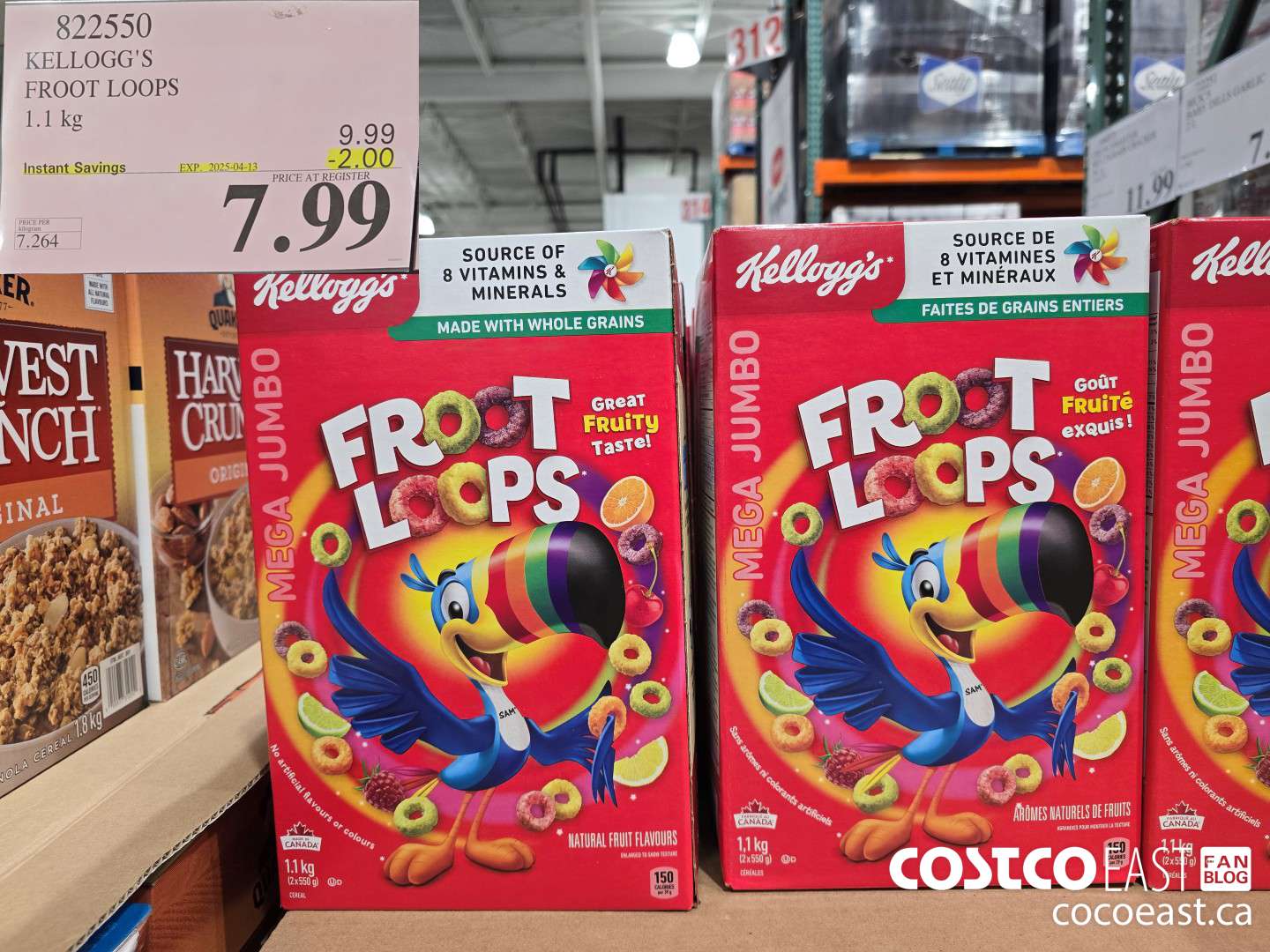 822550 KELLOGG'S FROOT LOOPS 1.1 kg ($2.00 INSTANT SAVINGS EXPIRES ON 2025-04-13) $7.99