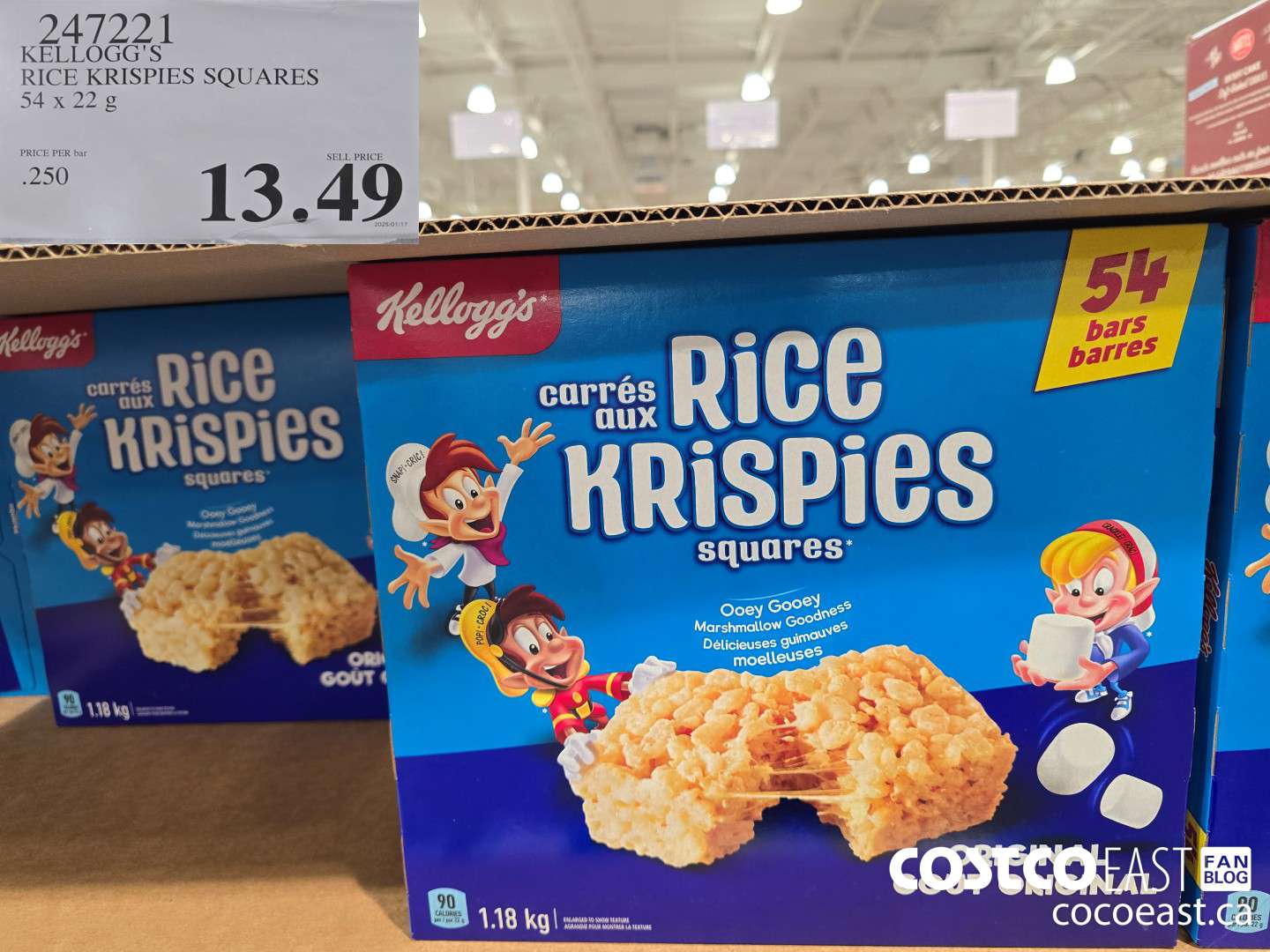 247221 KELLOGG'S RICE KRISPIES SQUARES 54 X 22 G $13.49