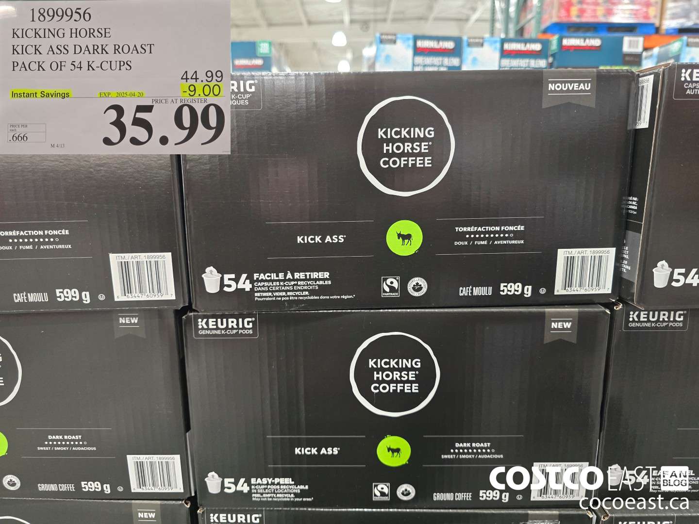 1899956 KICKING HORSE KICK ASS DARK ROAST PACK OF 54 K-CUPS ($9.00 INSTANT SAVINGS EXPIRES ON 2025-04-20) $35.99