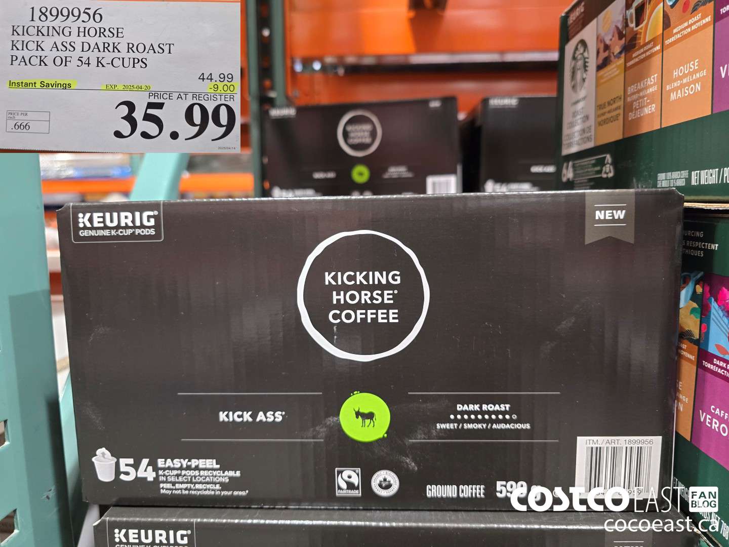 1899956 KICKING HORSE KICK ASS DARK ROAST PACK OF 54 K-CUPS ($9.00 INSTANT SAVINGS EXPIRES ON 2025-04-20) $35.99