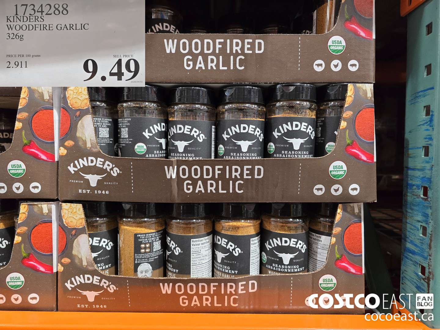 1734288 KINDERS WOODFIRE GARLIC 326G $9.49