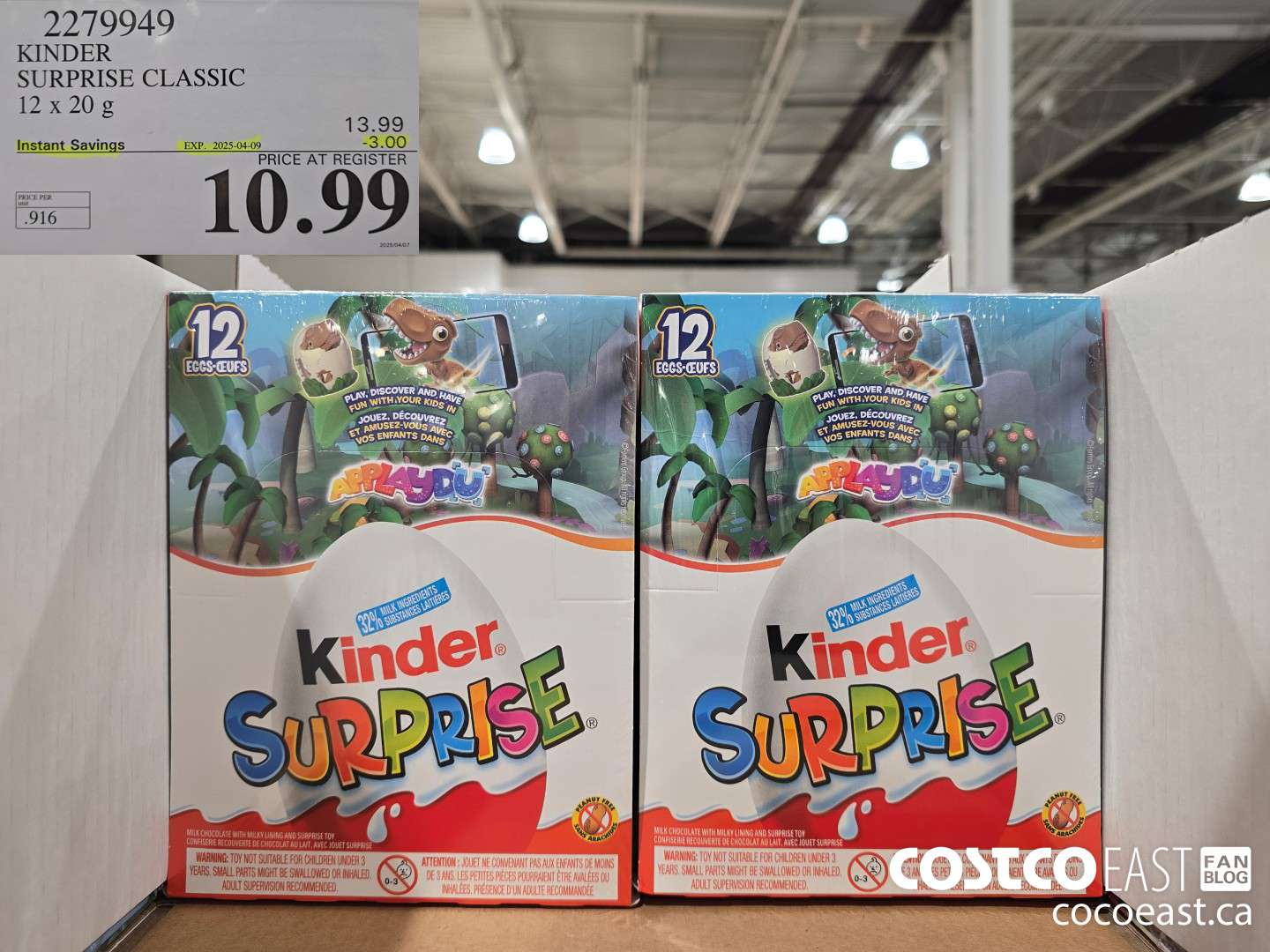 2279949 KINDER SURPRISE CLASSIC 12 X 20 G ($3.00 INSTANT SAVINGS EXPIRES ON 2024-04-09) $10.99