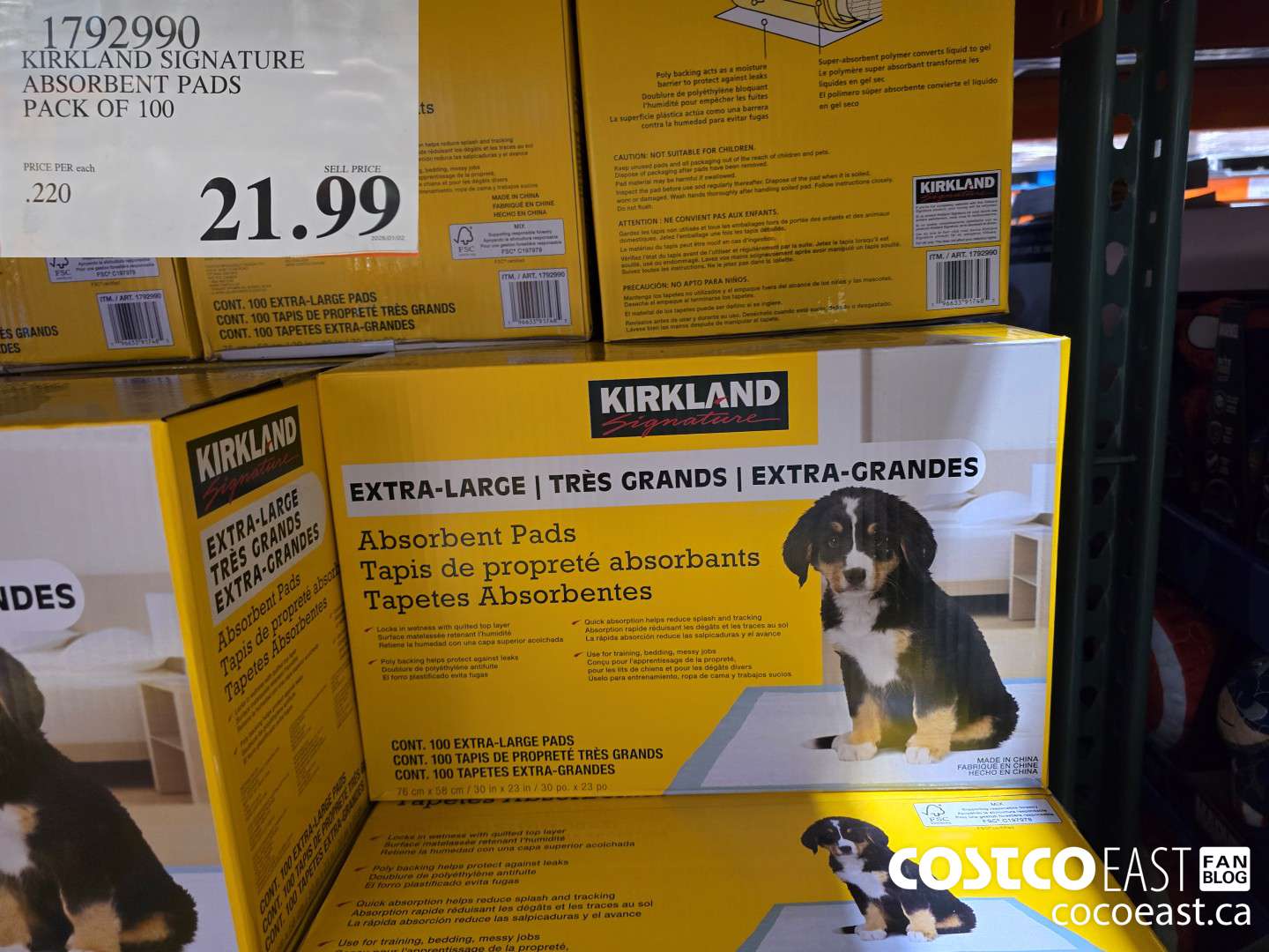 1792990 KIRKLAND SIGNATURE ABSORBENT PADS PACK OF 100 $21.99
