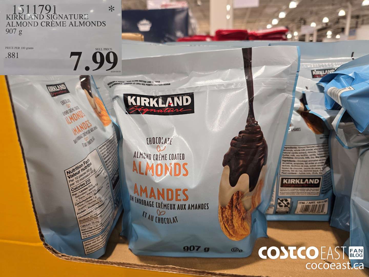 1511791 KIRKLAND SIGNATURE ALMOND CREME ALMONDS 907 G $7.99