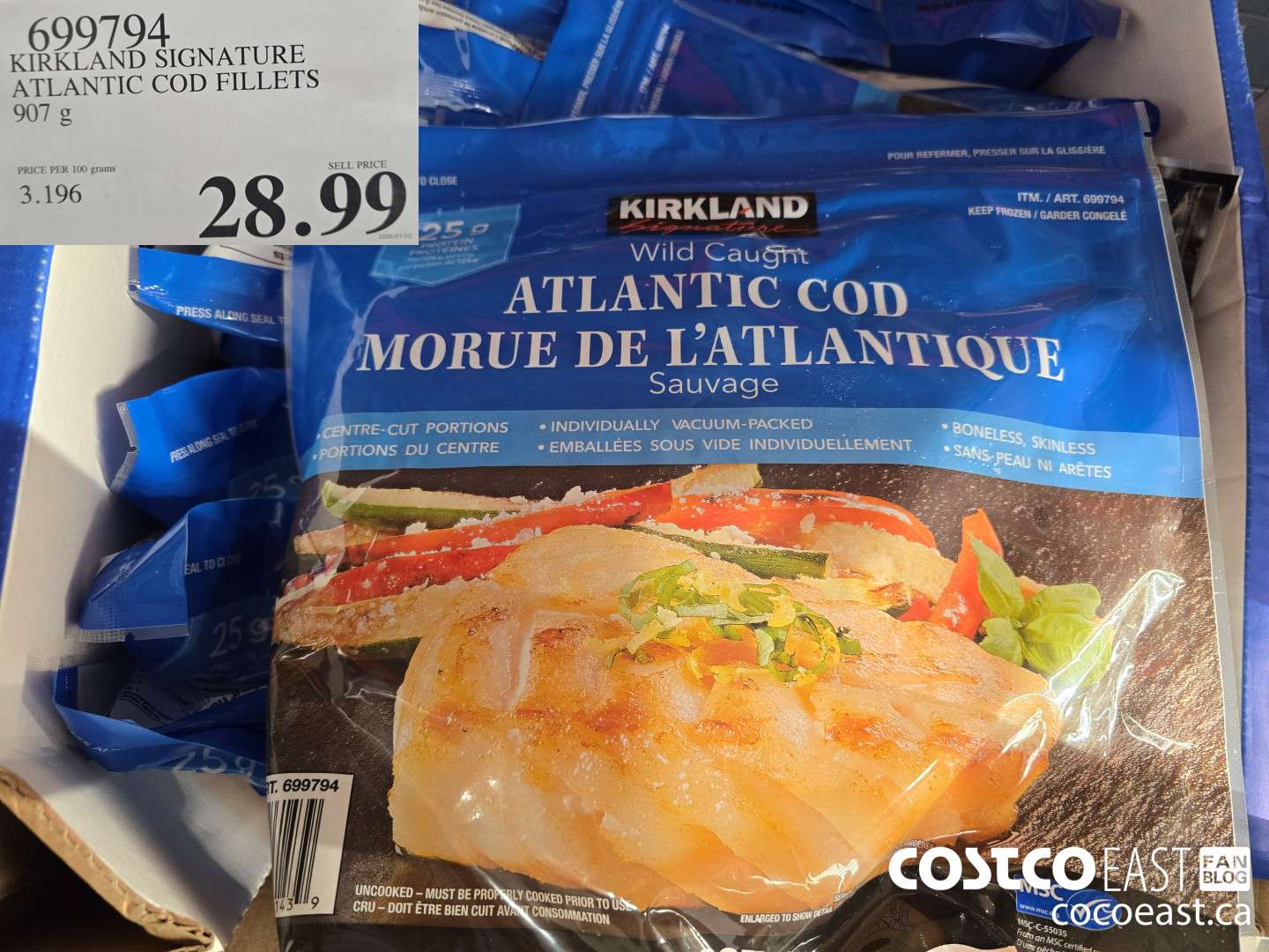 699794 KIRKLAND SIGNATURE ATLANTIC COD FILLETS 907 g $28.99